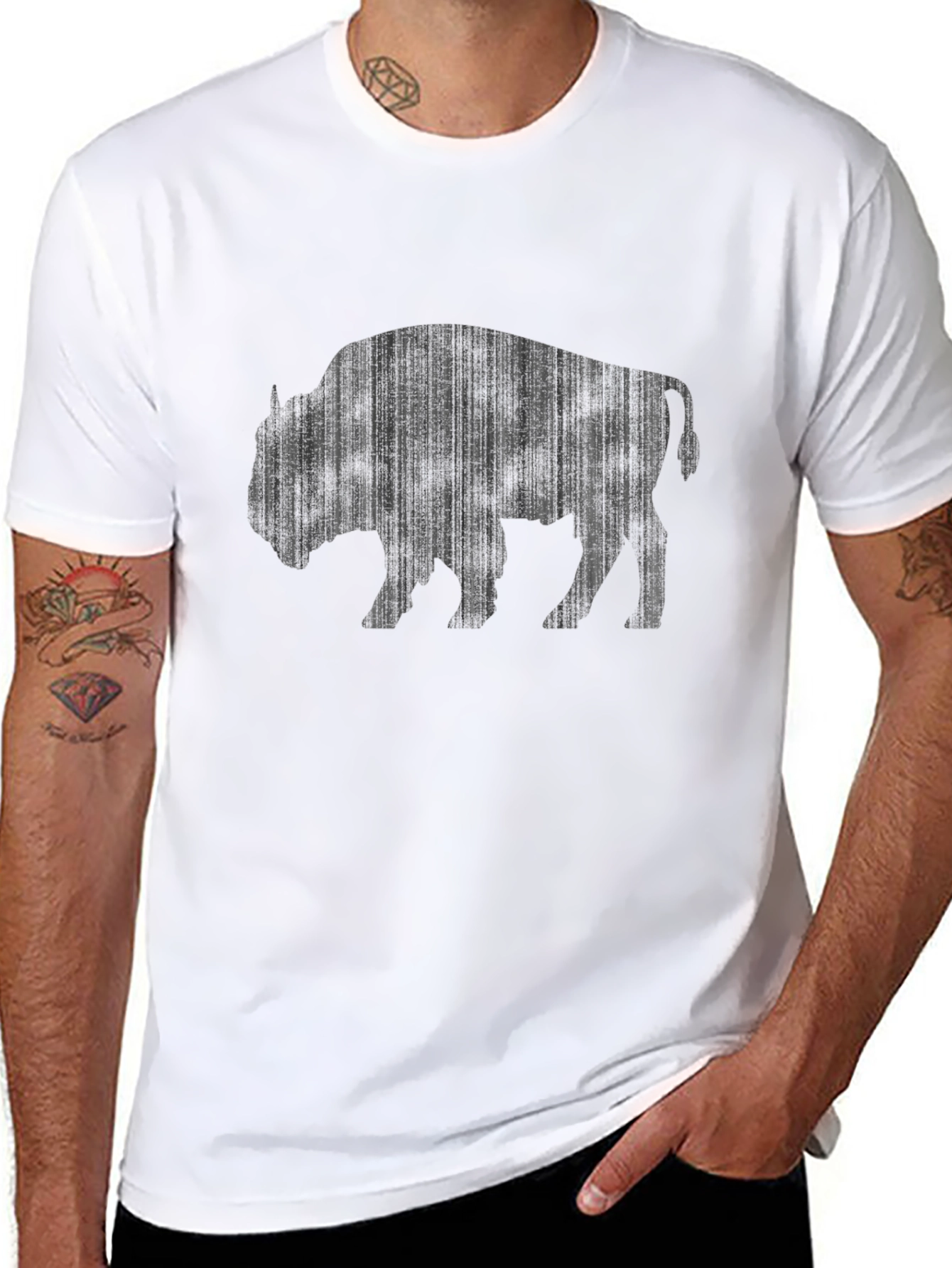 Bison Graphic Tee - Black Cotton T-Shirt
