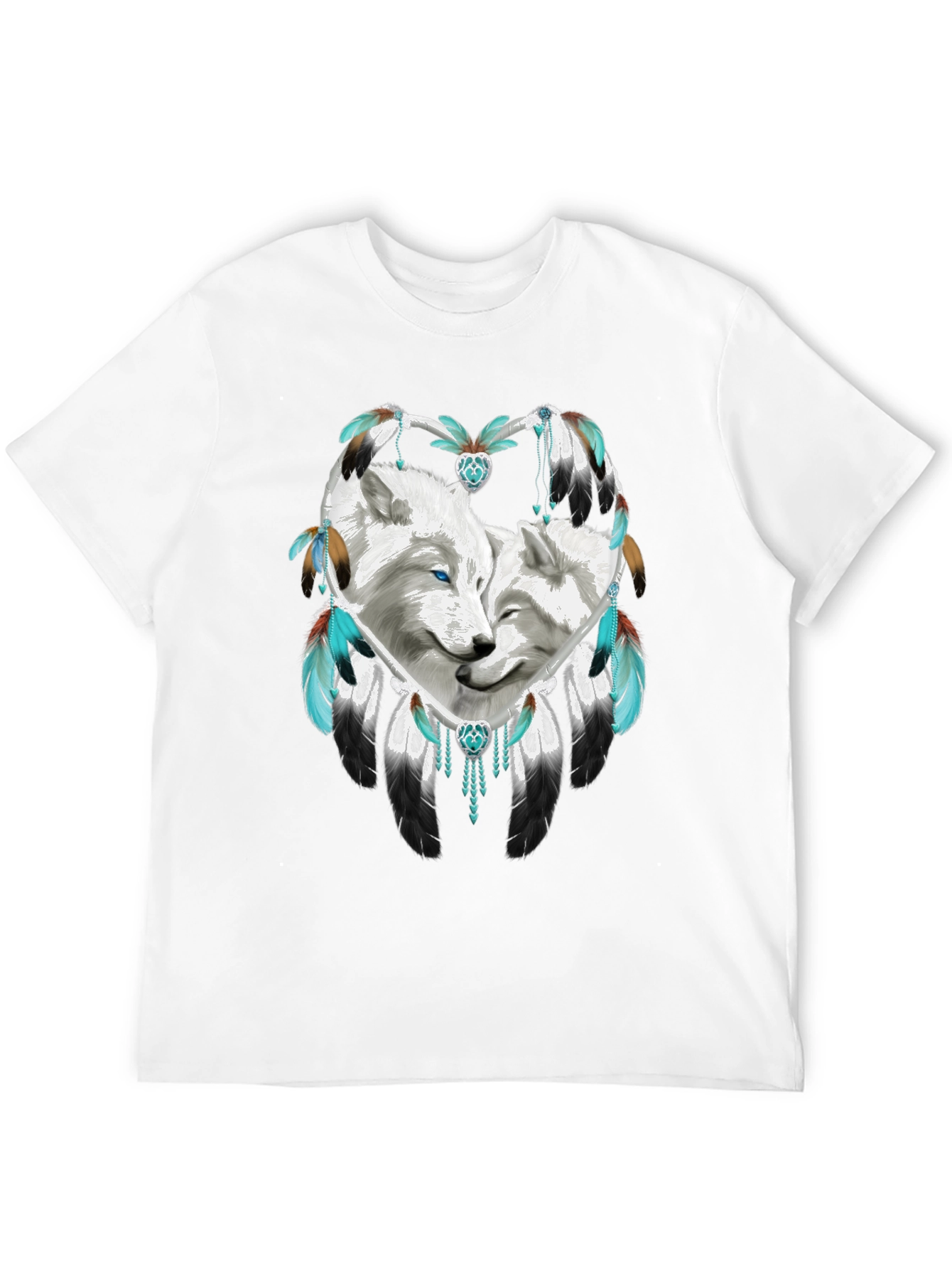 Wolf Dreamcatcher Graphic Tee - Black Cotton Blend Shirt