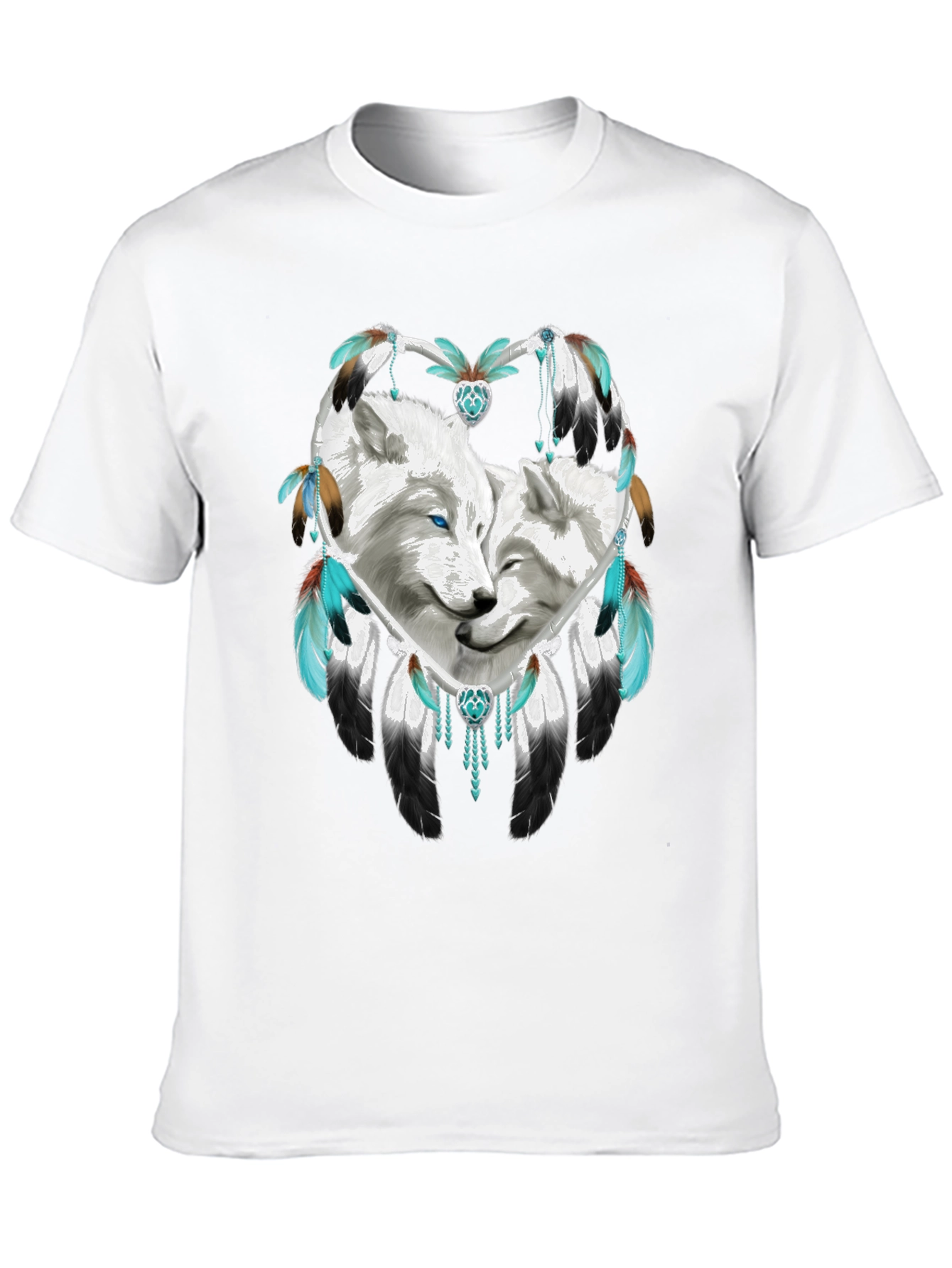 Wolf Dreamcatcher Graphic Tee - Black Cotton Blend Shirt