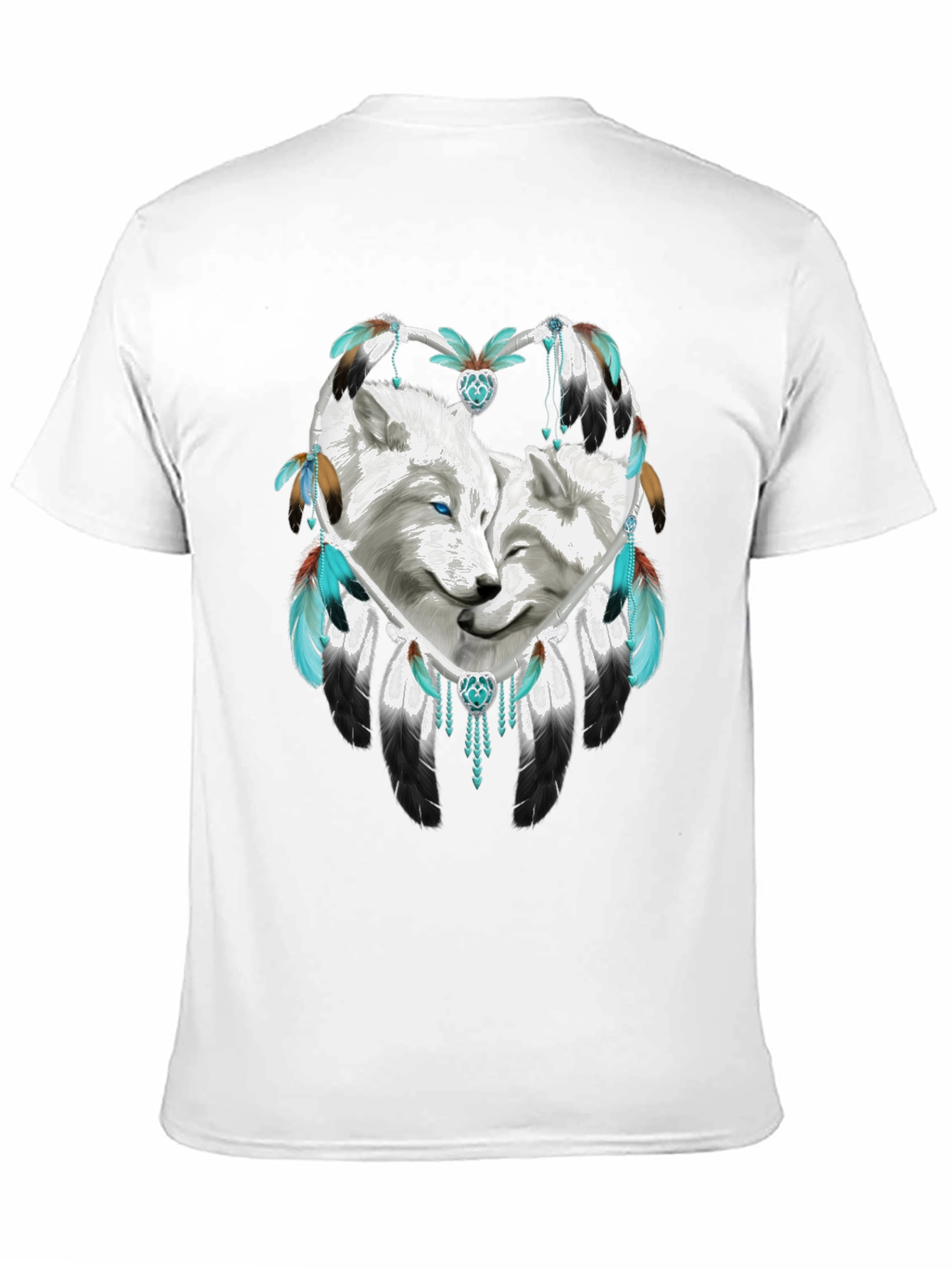 Wolf Dreamcatcher Graphic Tee - Black Cotton Blend Shirt