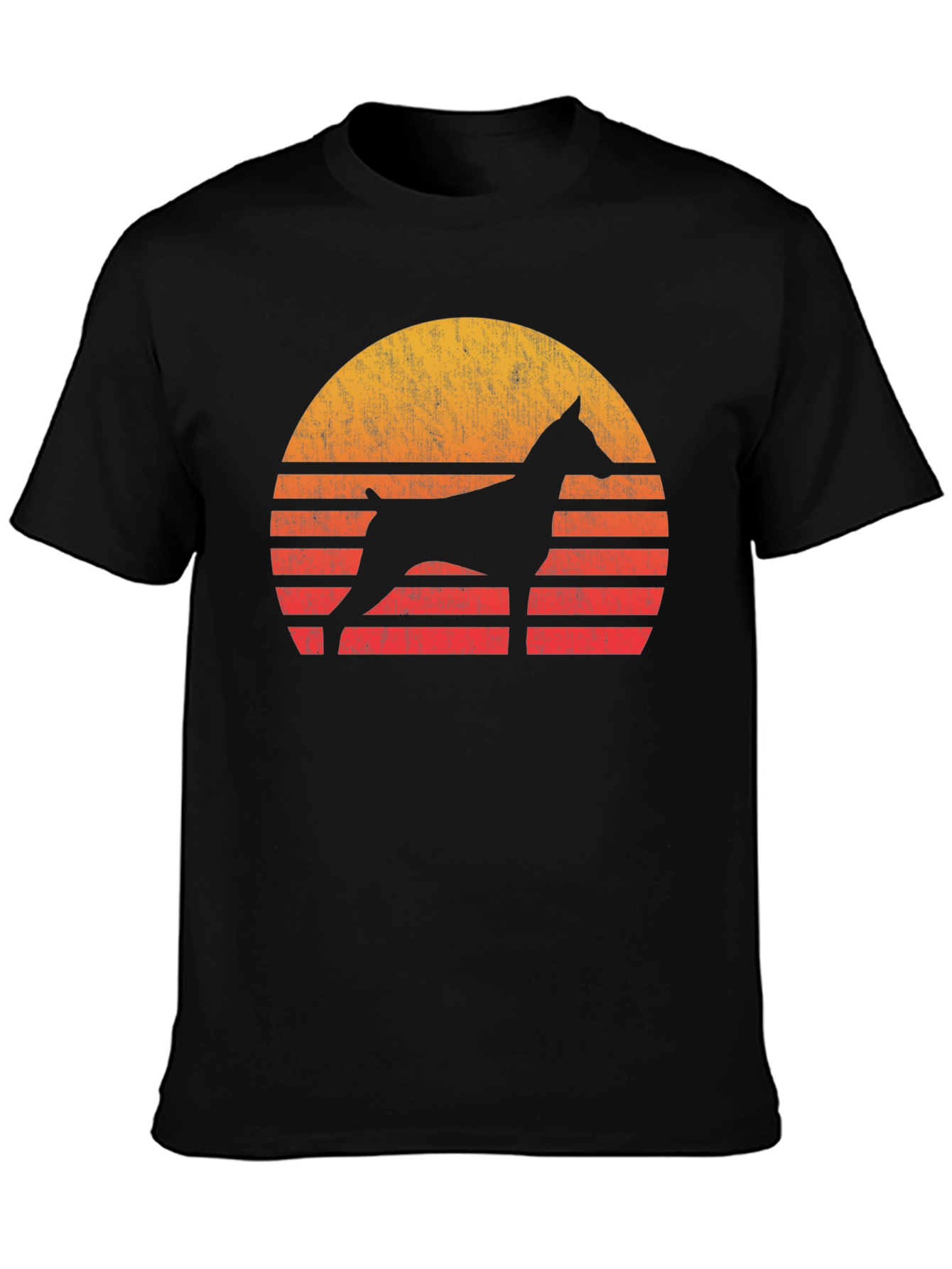 Dog Silhouette Sunset Graphic Tee - Black
