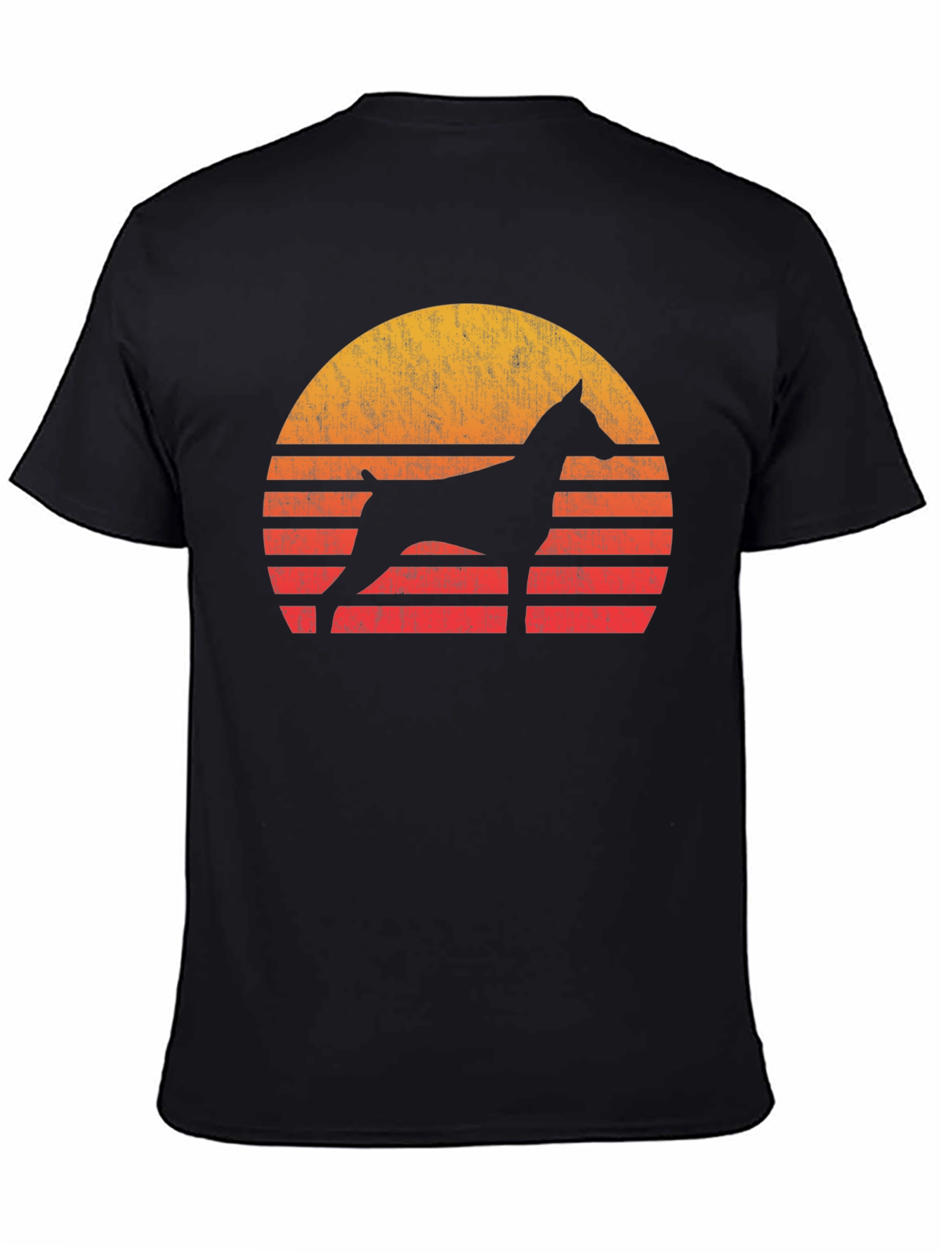 Dog Silhouette Sunset Graphic Tee - Black