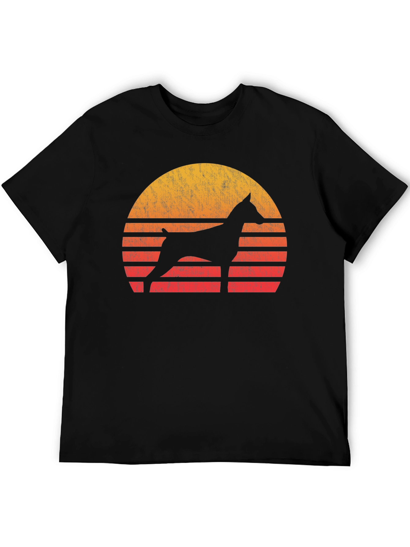 Dog Silhouette Sunset Graphic Tee - Black