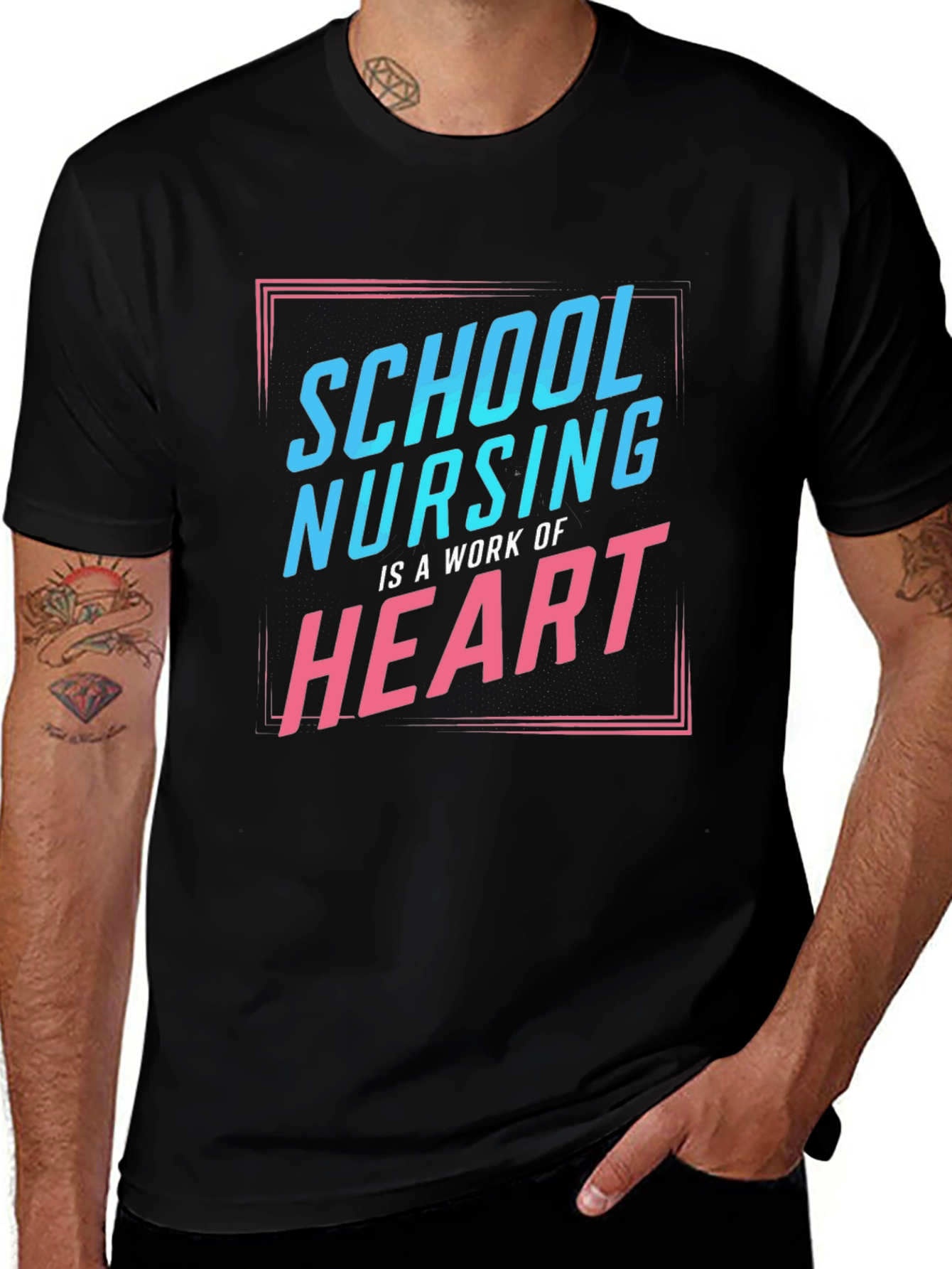 School Nurse Heart T-Shirt - Black