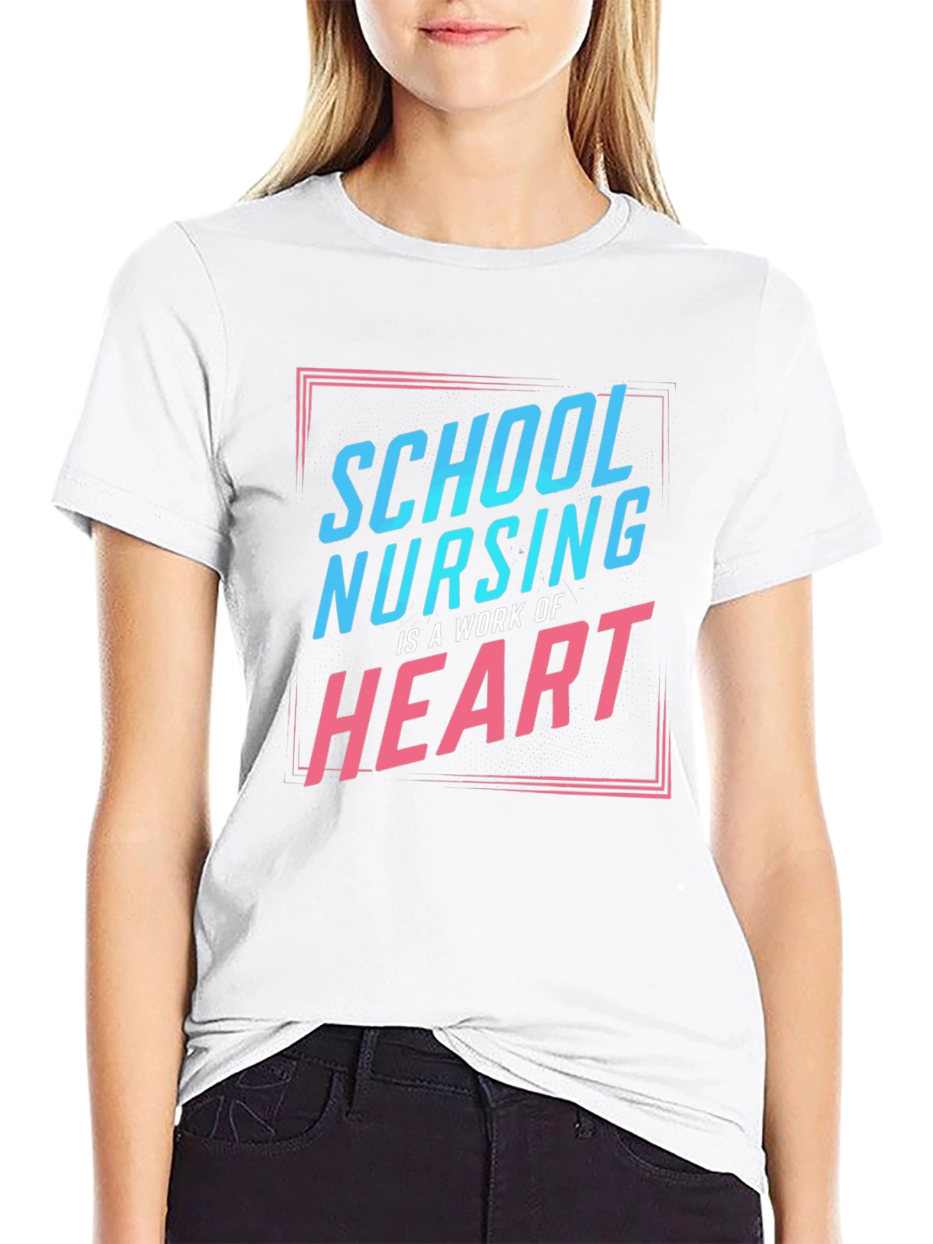 School Nurse Heart T-Shirt - Black