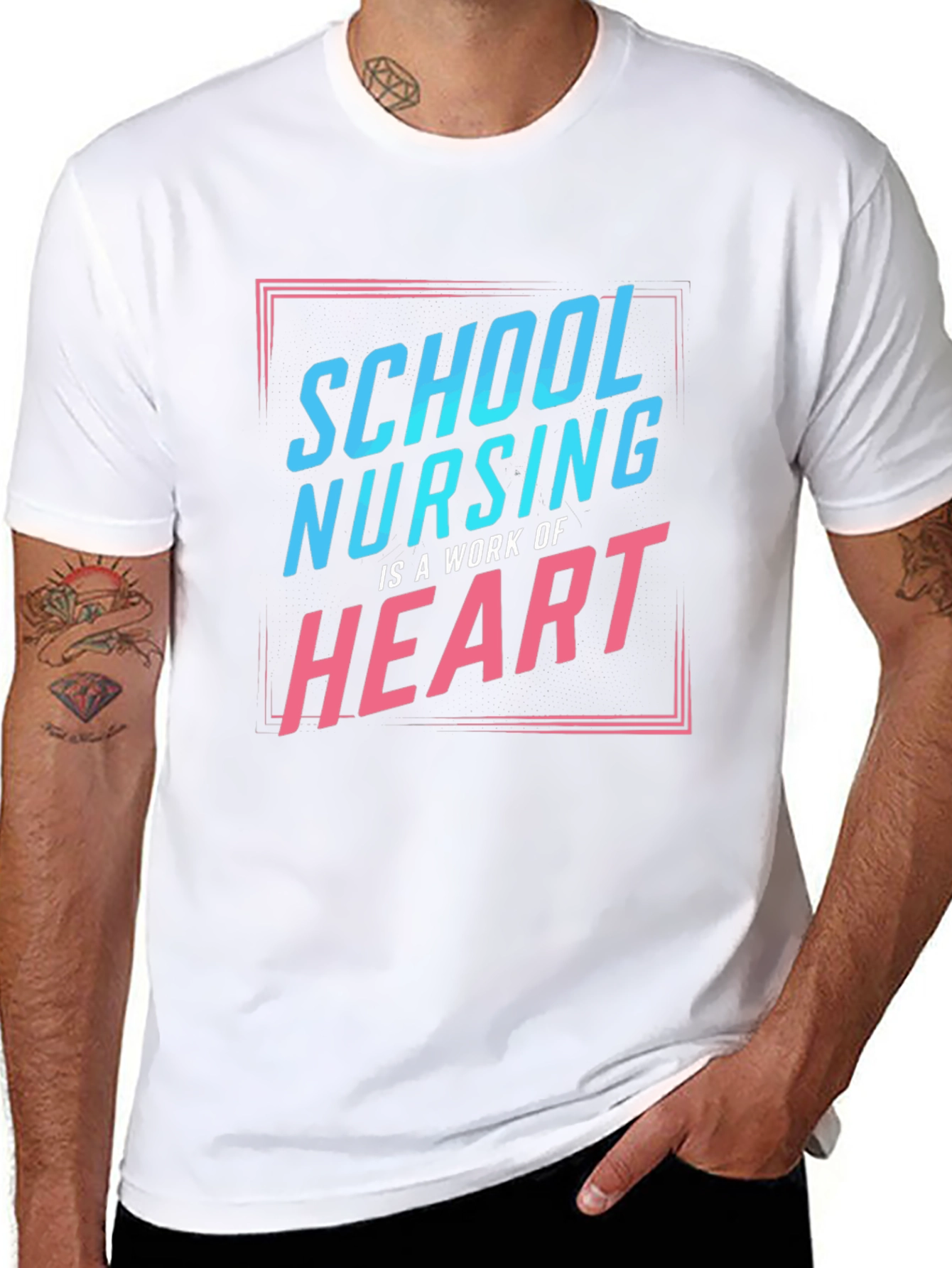 School Nurse Heart T-Shirt - Black