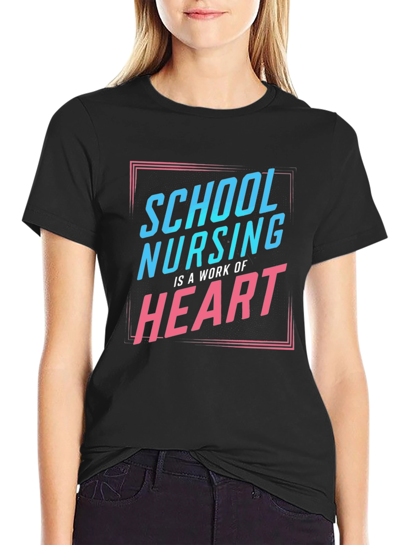 School Nurse Heart T-Shirt - Black