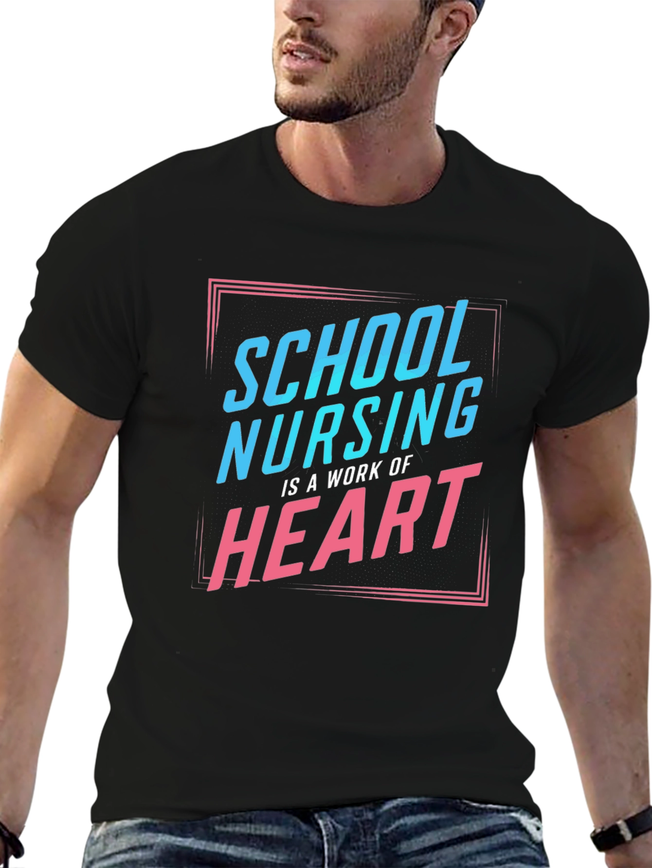 School Nurse Heart T-Shirt - Black