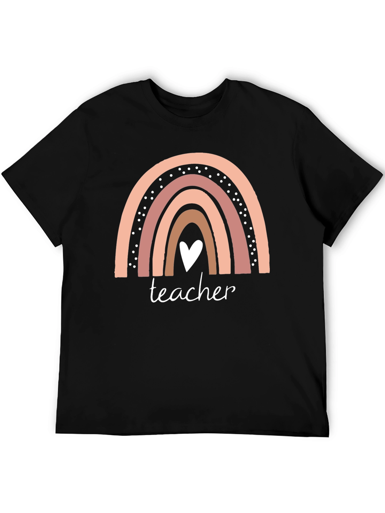 Teacher Rainbow Heart Graphic T-Shirt