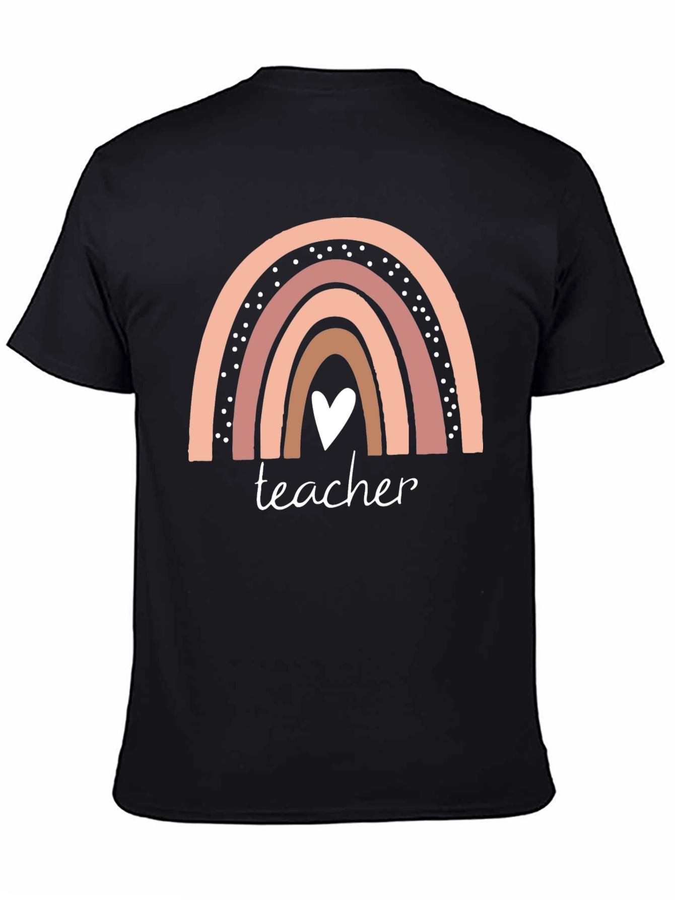 Teacher Rainbow Heart Graphic T-Shirt