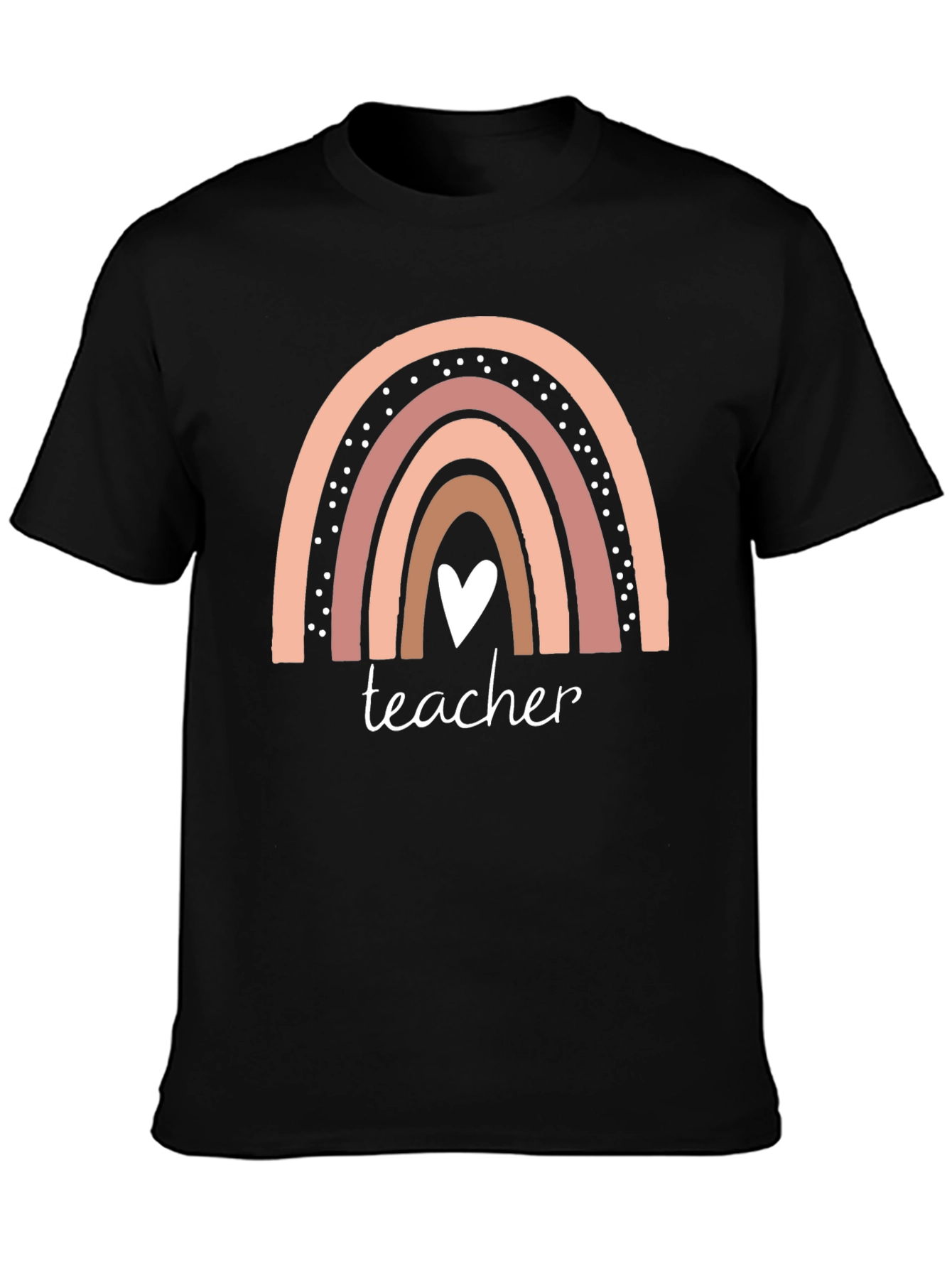 Teacher Rainbow Heart Graphic T-Shirt