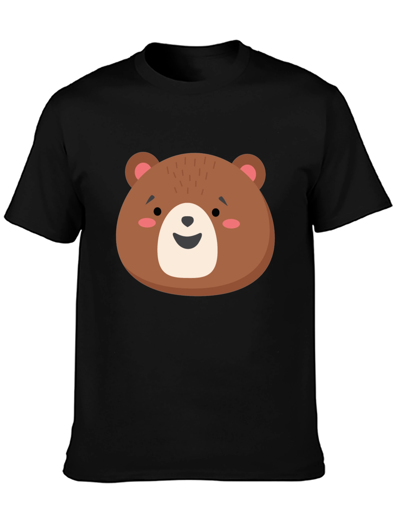 Cute Brown Bear Graphic Tee - Unisex Black T-Shirt