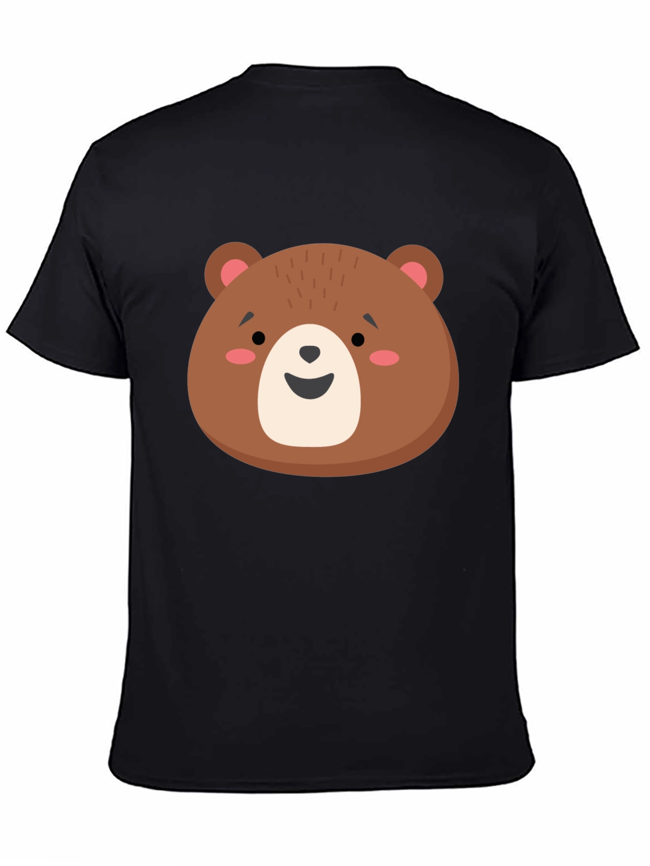Cute Brown Bear Graphic Tee - Unisex Black T-Shirt
