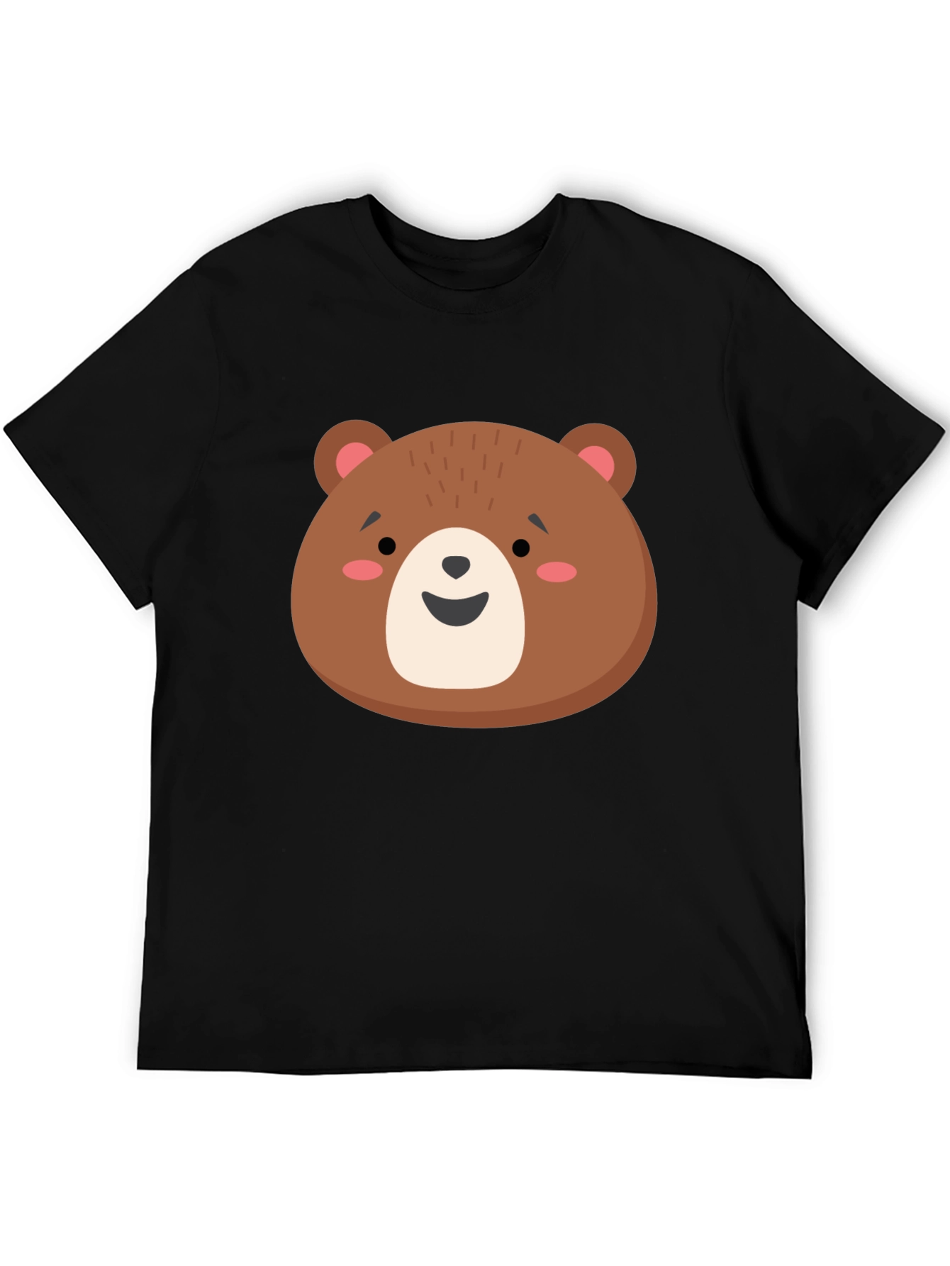 Cute Brown Bear Graphic Tee - Unisex Black T-Shirt