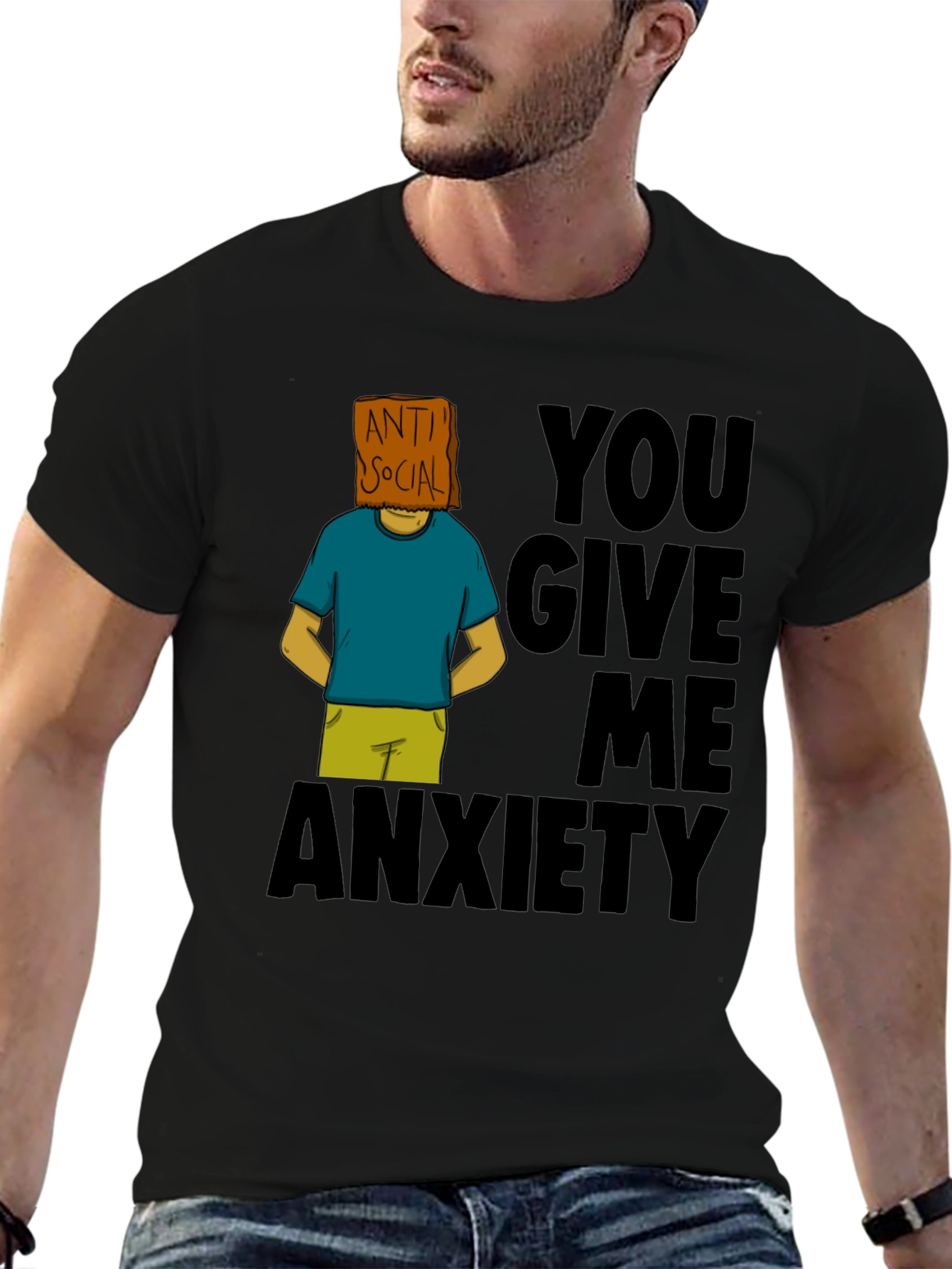 Anti-Social Anxiety Graphic T-Shirt - Black