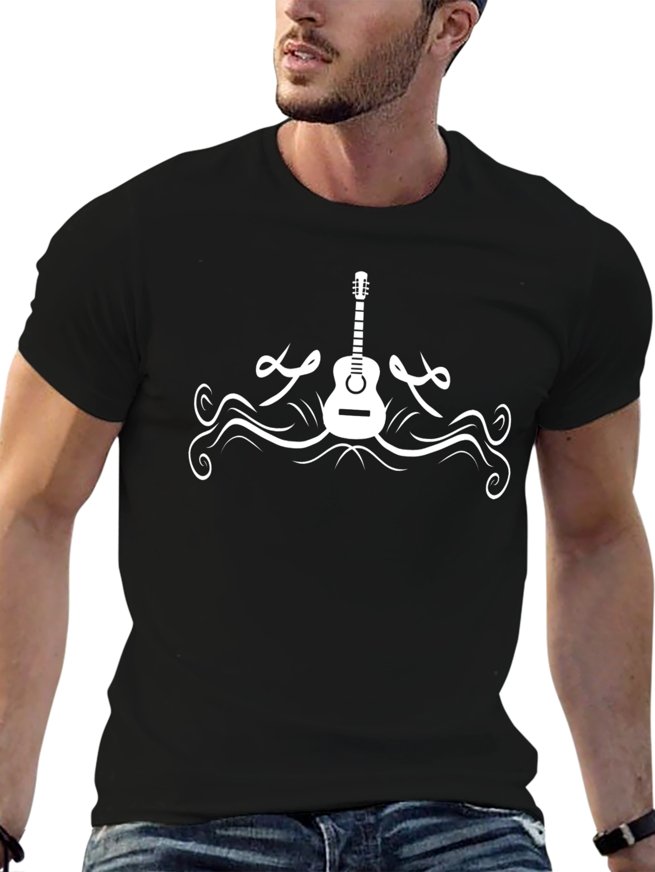 Guitar Graphic Black T-Shirt