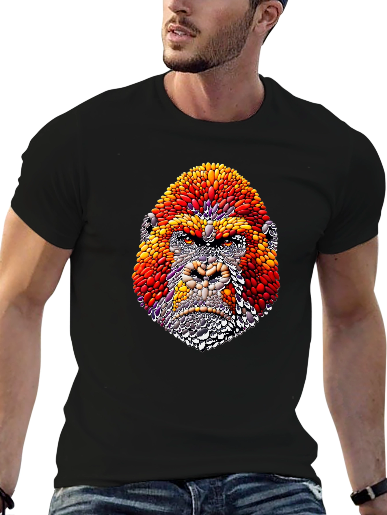Abstract Gorilla Graphic Black T-Shirt