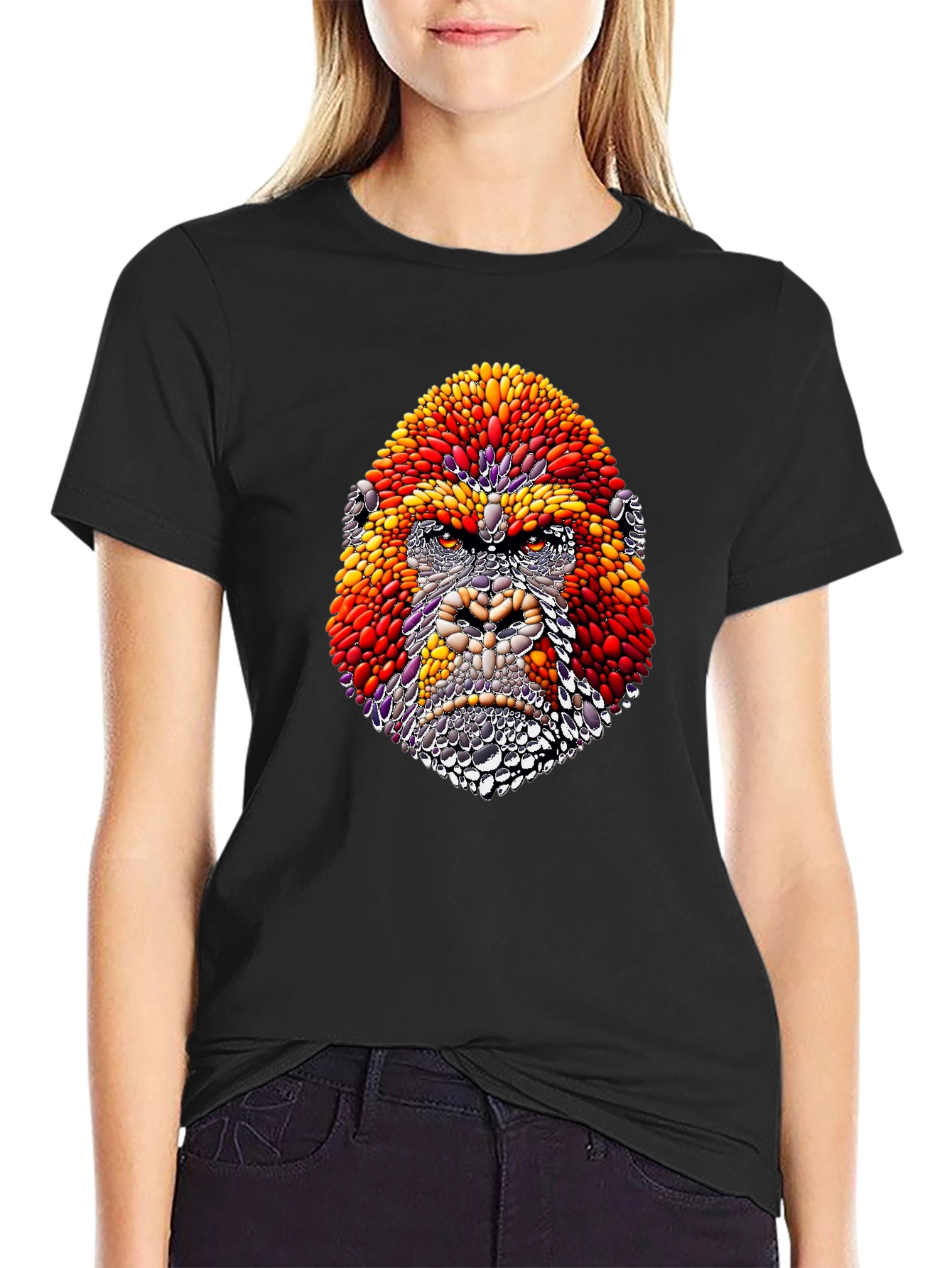 Abstract Gorilla Graphic Black T-Shirt