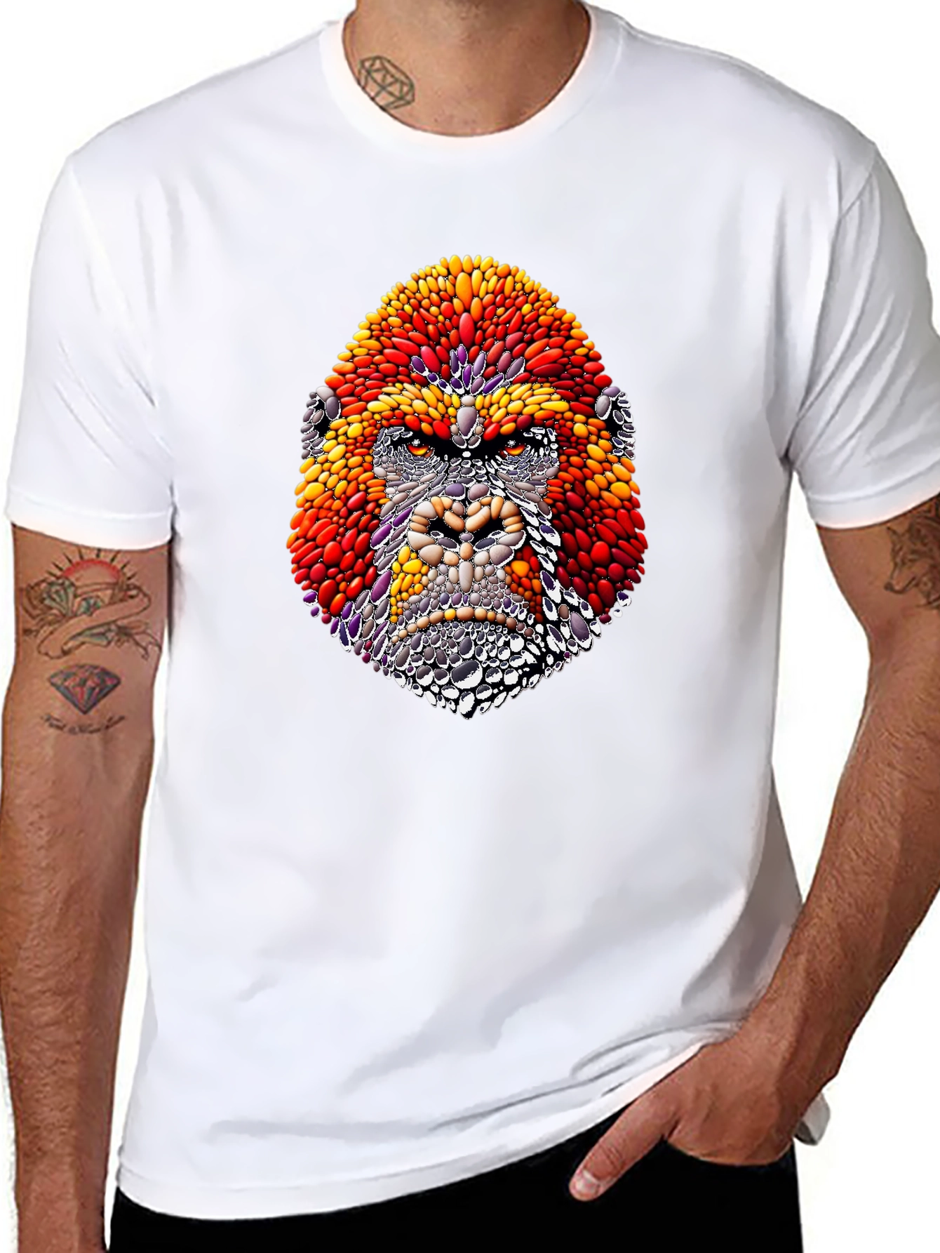Abstract Gorilla Graphic Black T-Shirt