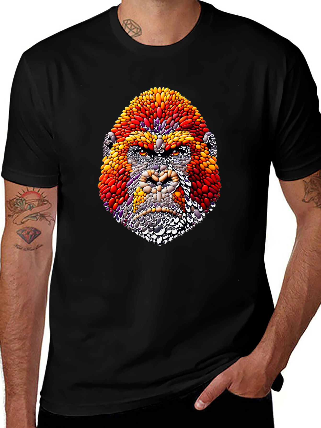 Abstract Gorilla Graphic Black T-Shirt