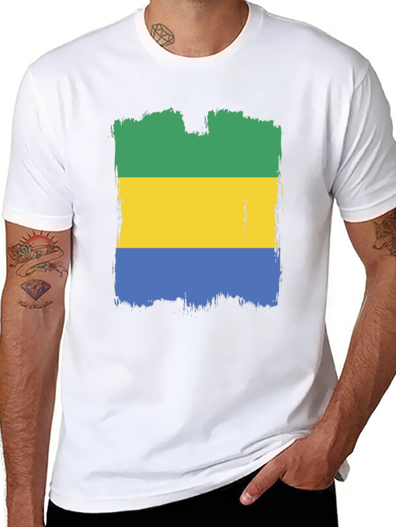 Gabon Flag T-Shirt - Distressed Graphic Tee