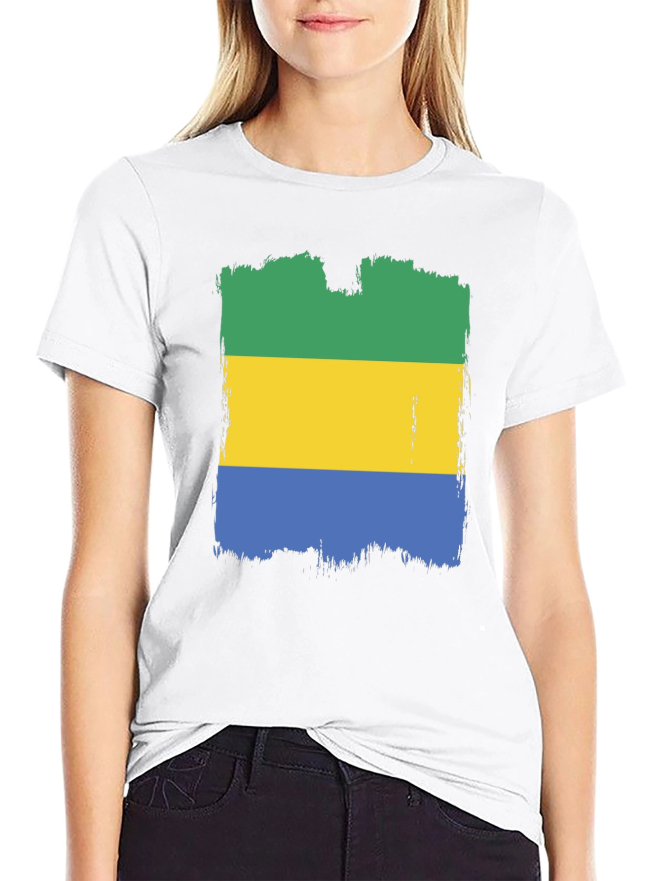 Gabon Flag T-Shirt - Distressed Graphic Tee