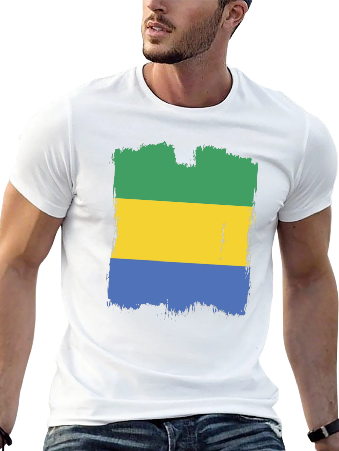 Gabon Flag T-Shirt - Distressed Graphic Tee