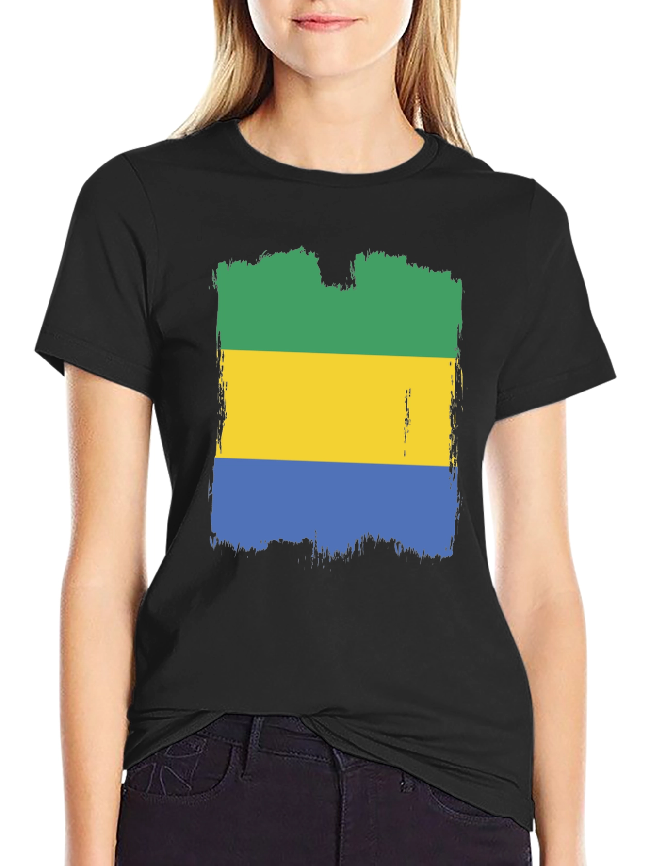 Gabon Flag T-Shirt - Distressed Graphic Tee