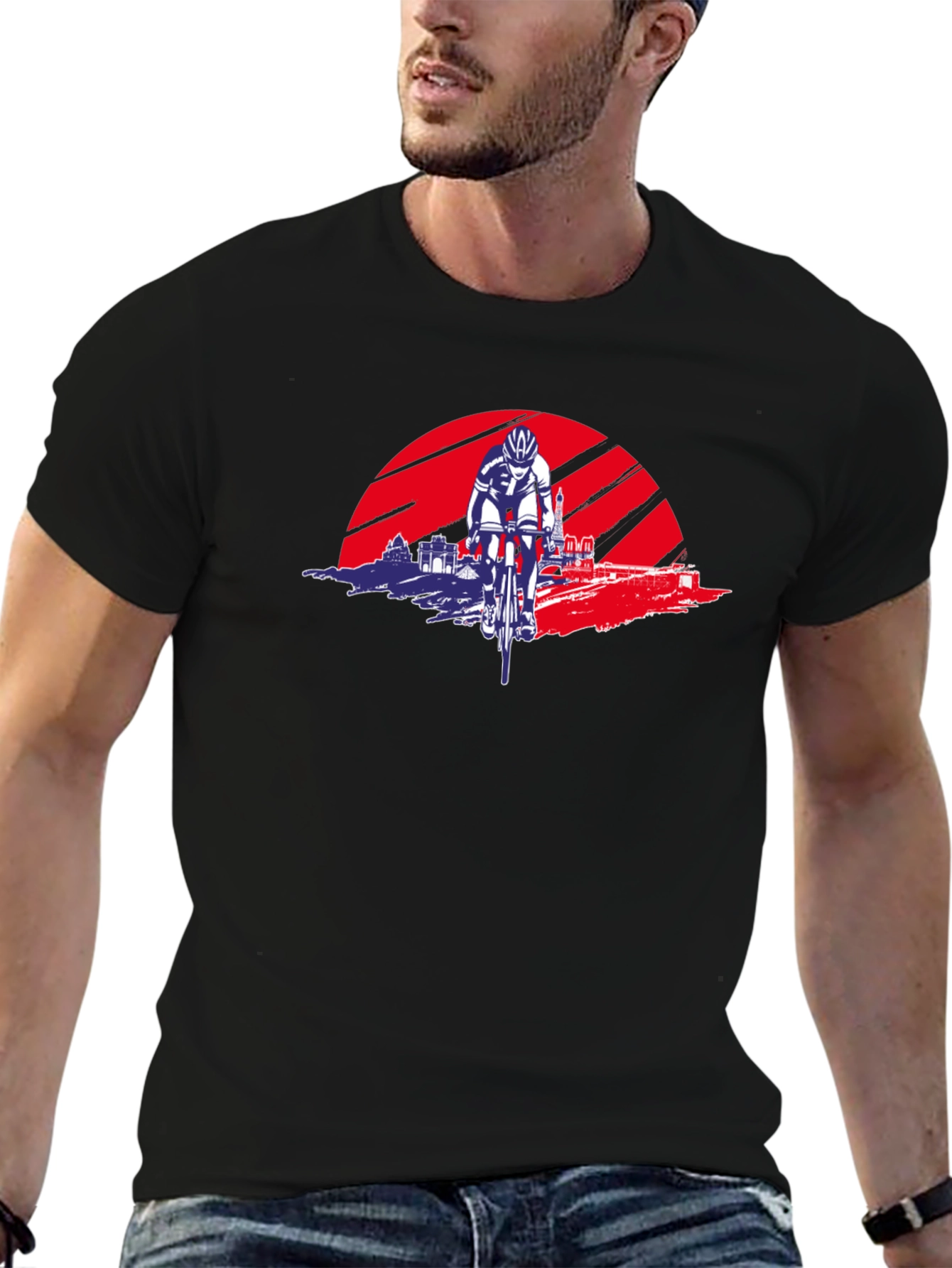 Cycling Sunset Graphic Tee - Sporty Style