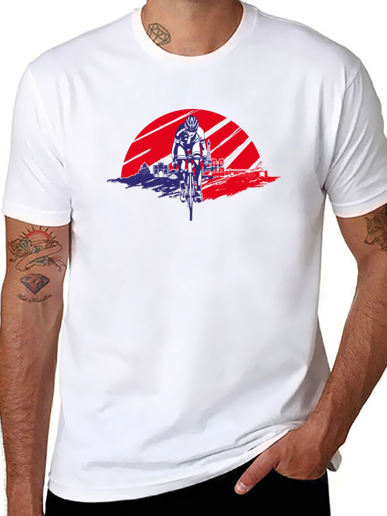 Cycling Sunset Graphic Tee - Sporty Style