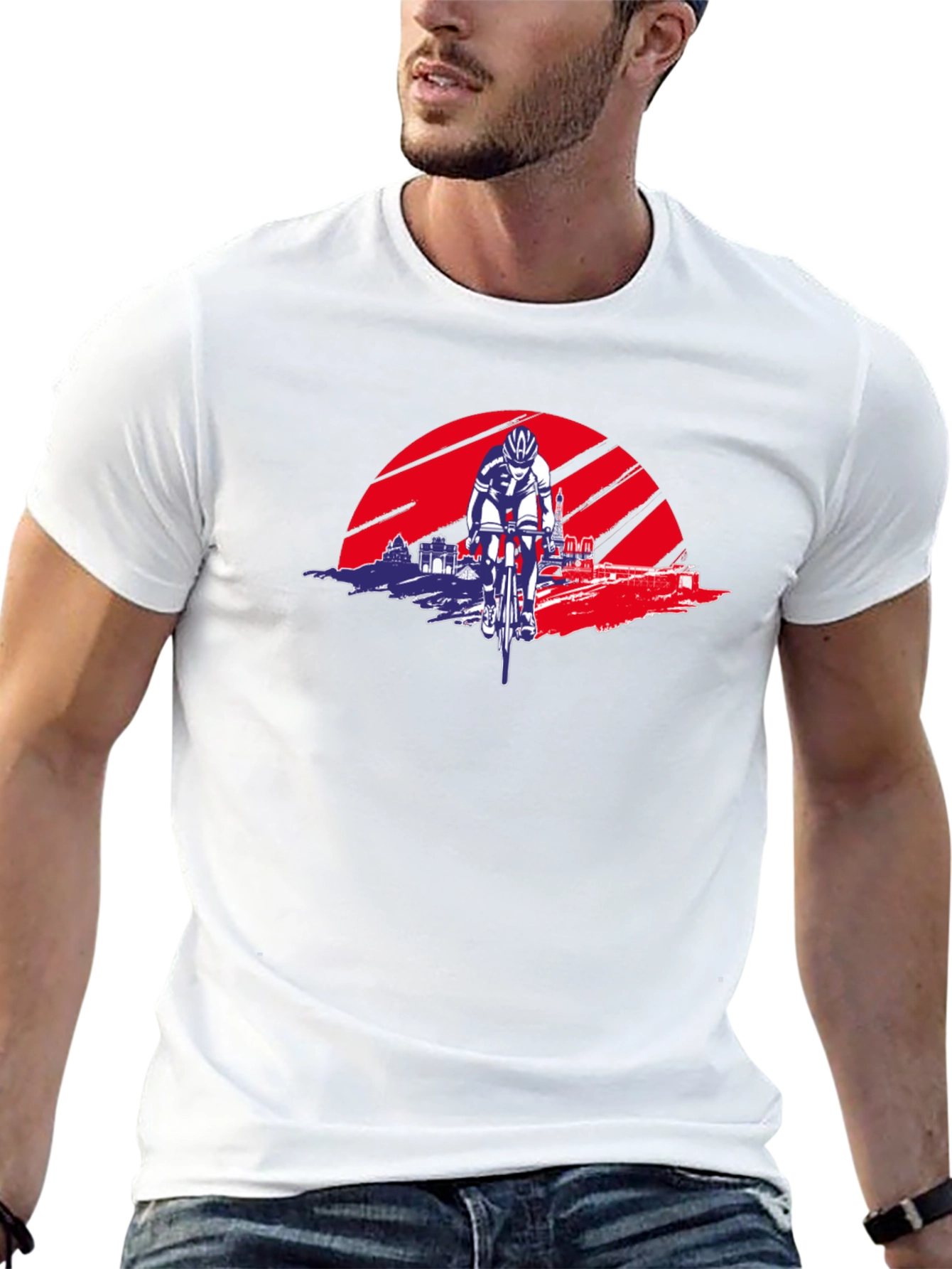 Cycling Sunset Graphic Tee - Sporty Style