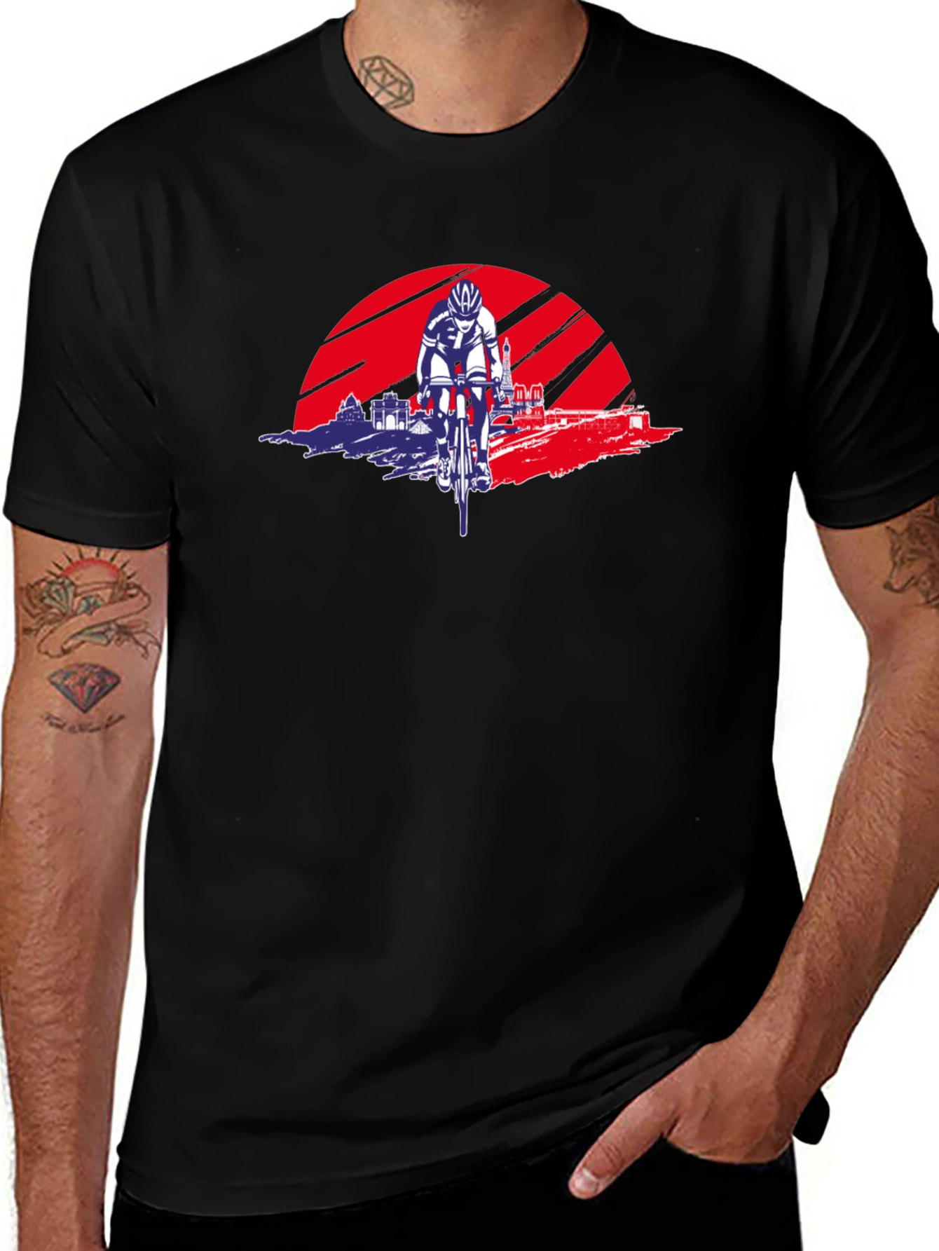 Cycling Sunset Graphic Tee - Sporty Style
