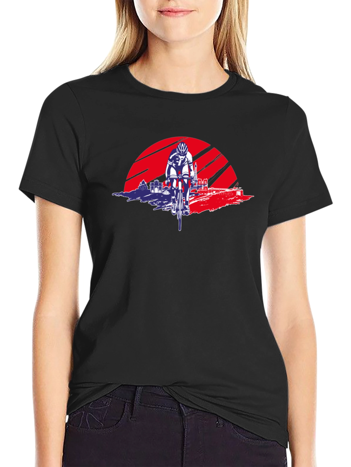 Cycling Sunset Graphic Tee - Sporty Style