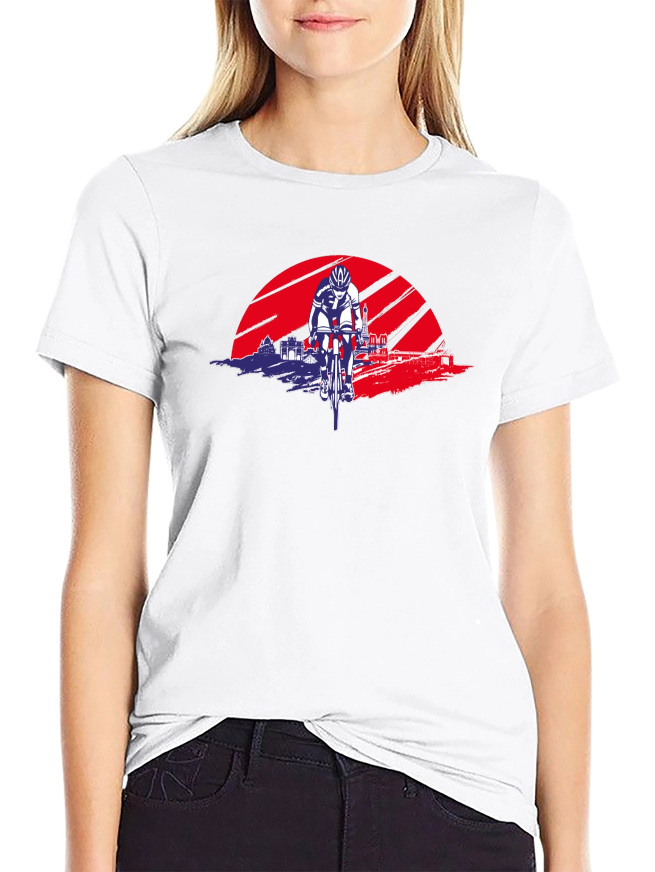 Cycling Sunset Graphic Tee - Sporty Style