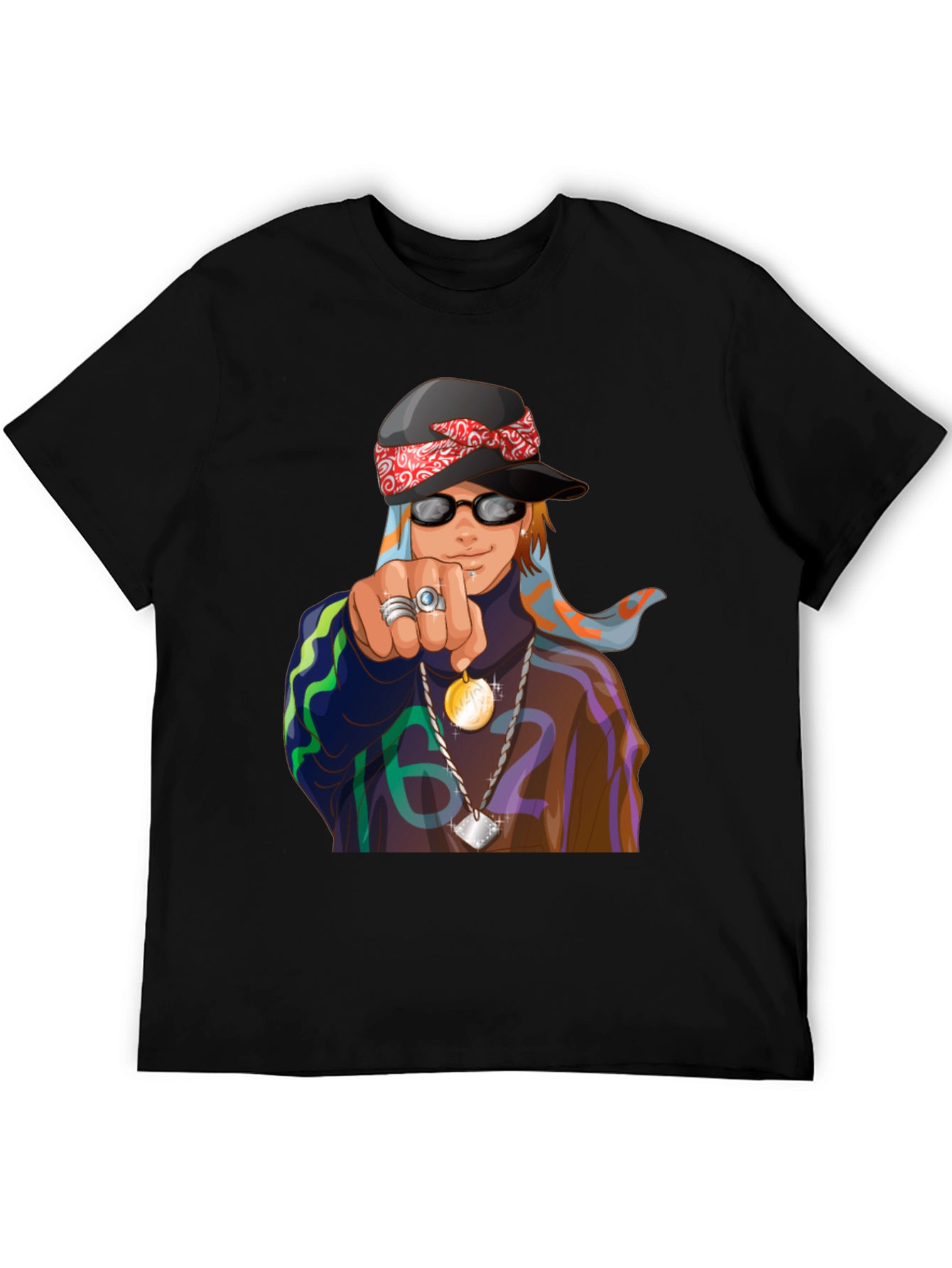 Cool Cartoon Graphic Black T-Shirt