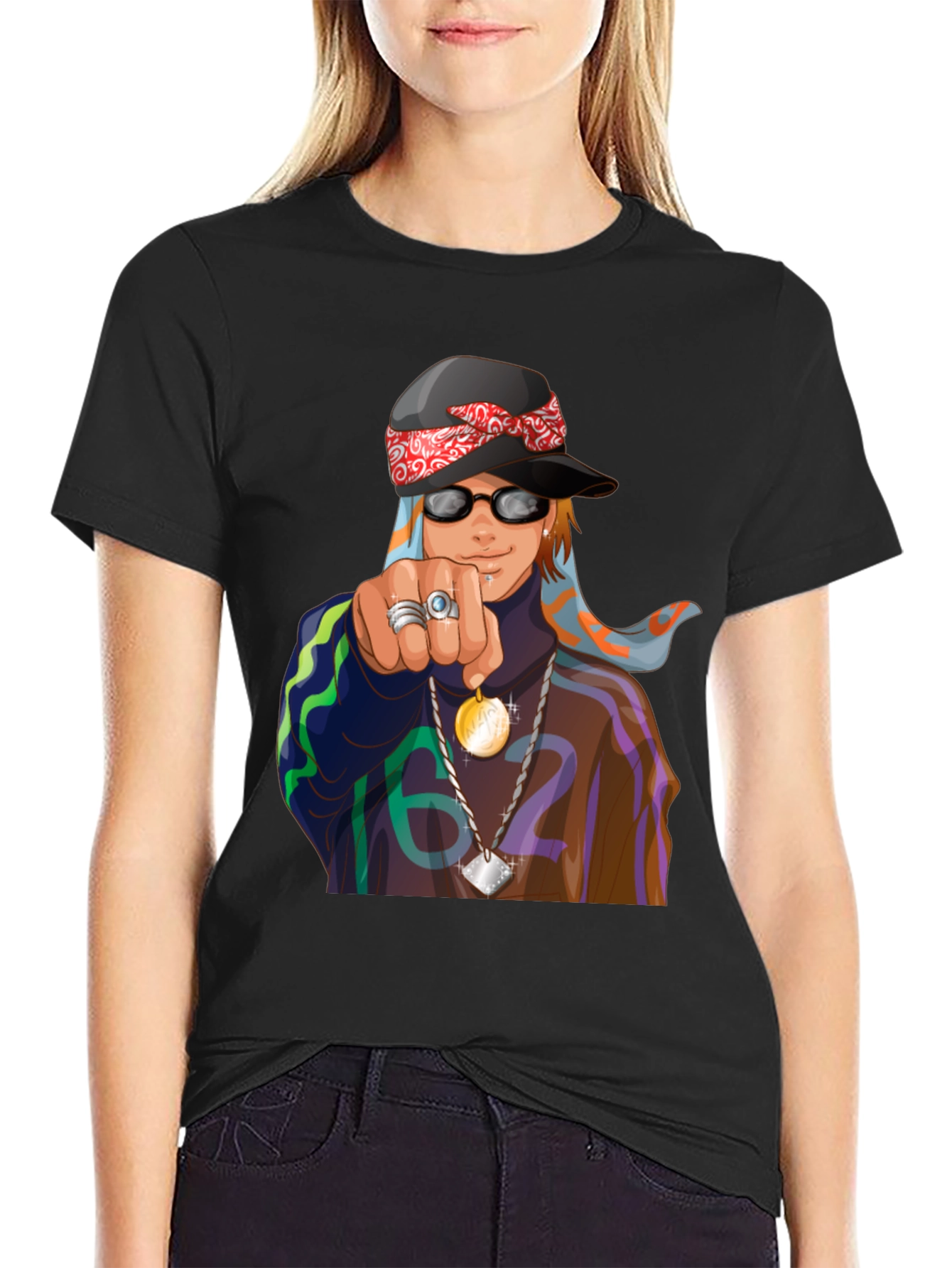 Cool Cartoon Graphic Black T-Shirt