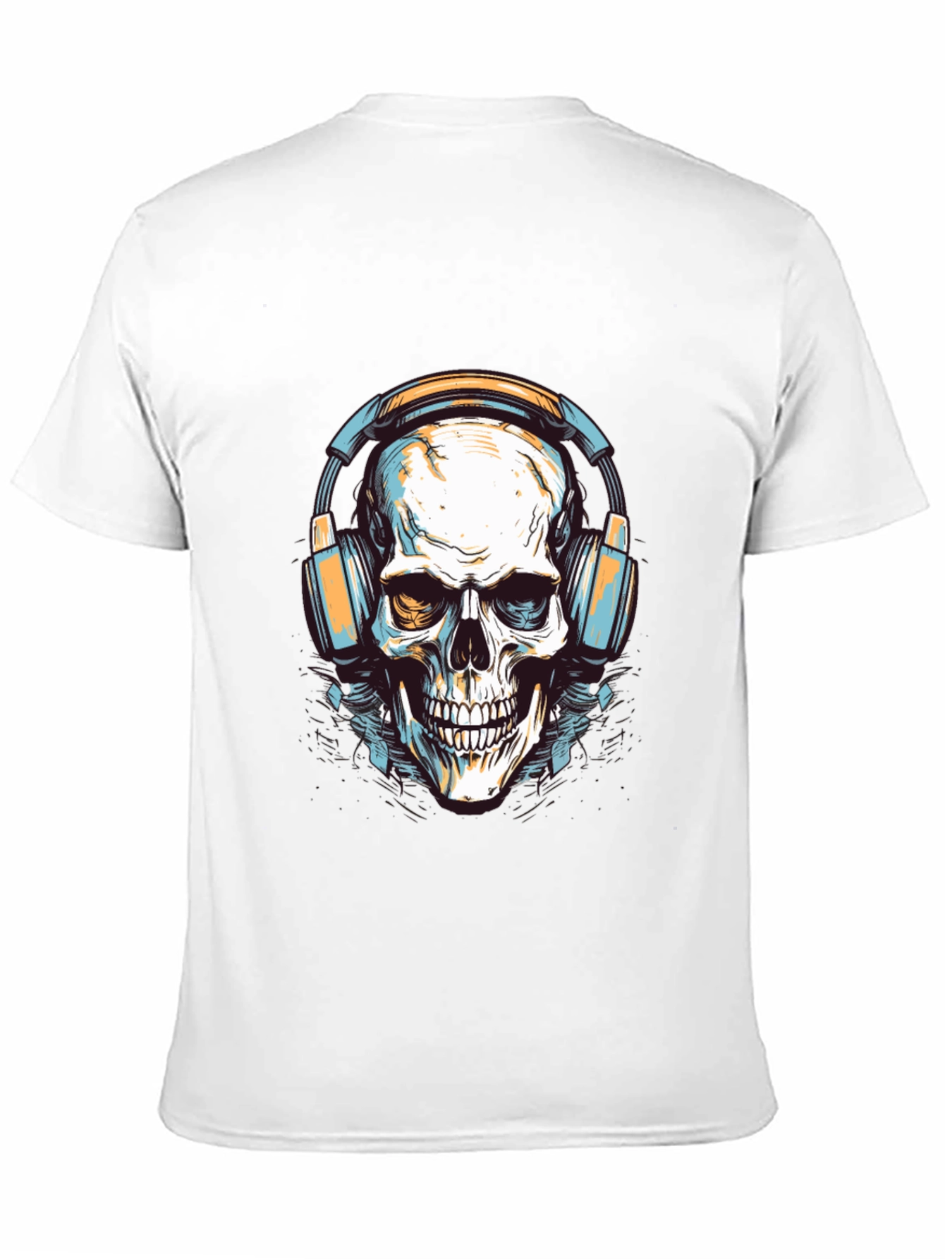 Skull with Headphones Graphic Tee - Cool Black T-Shirt