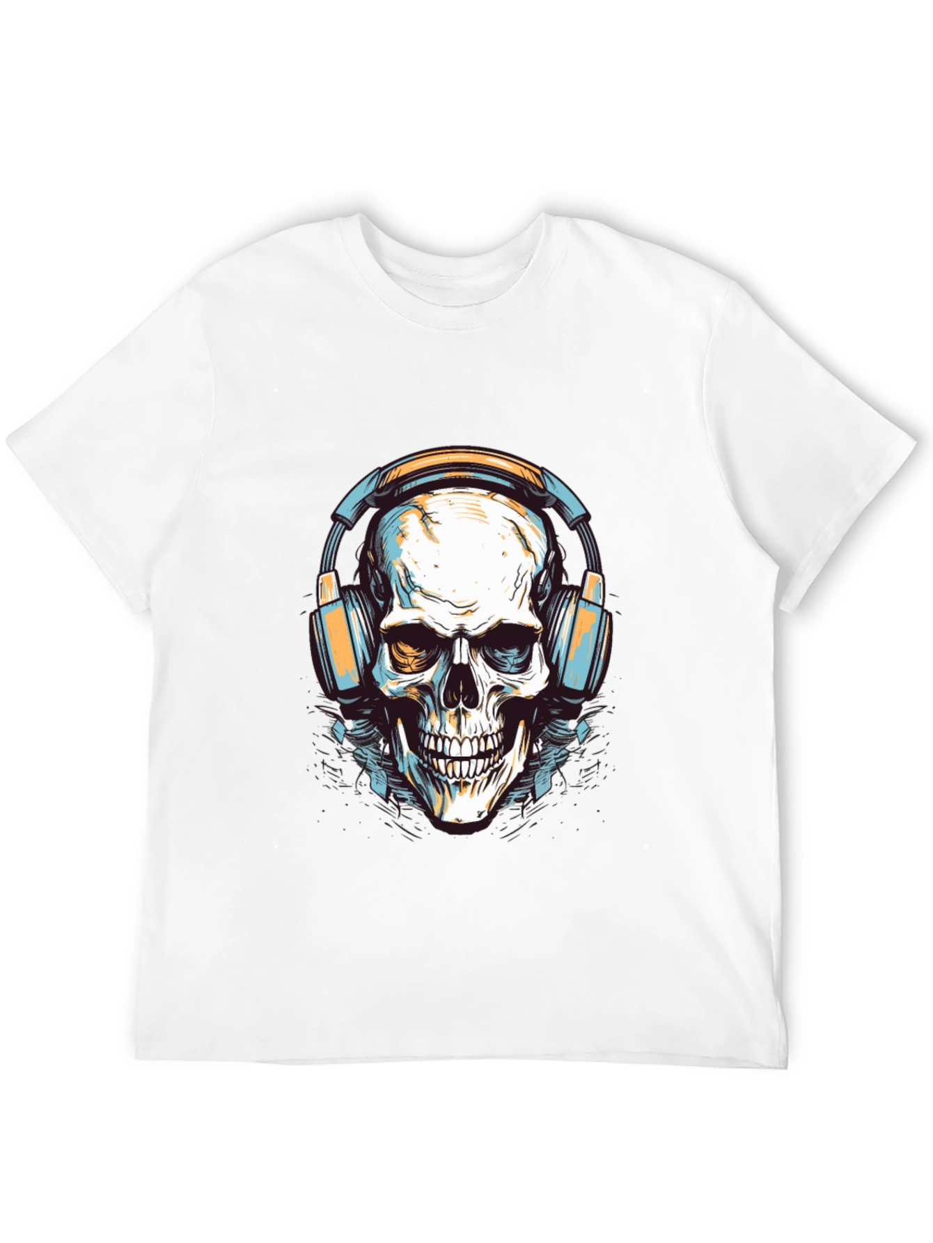 Skull with Headphones Graphic Tee - Cool Black T-Shirt