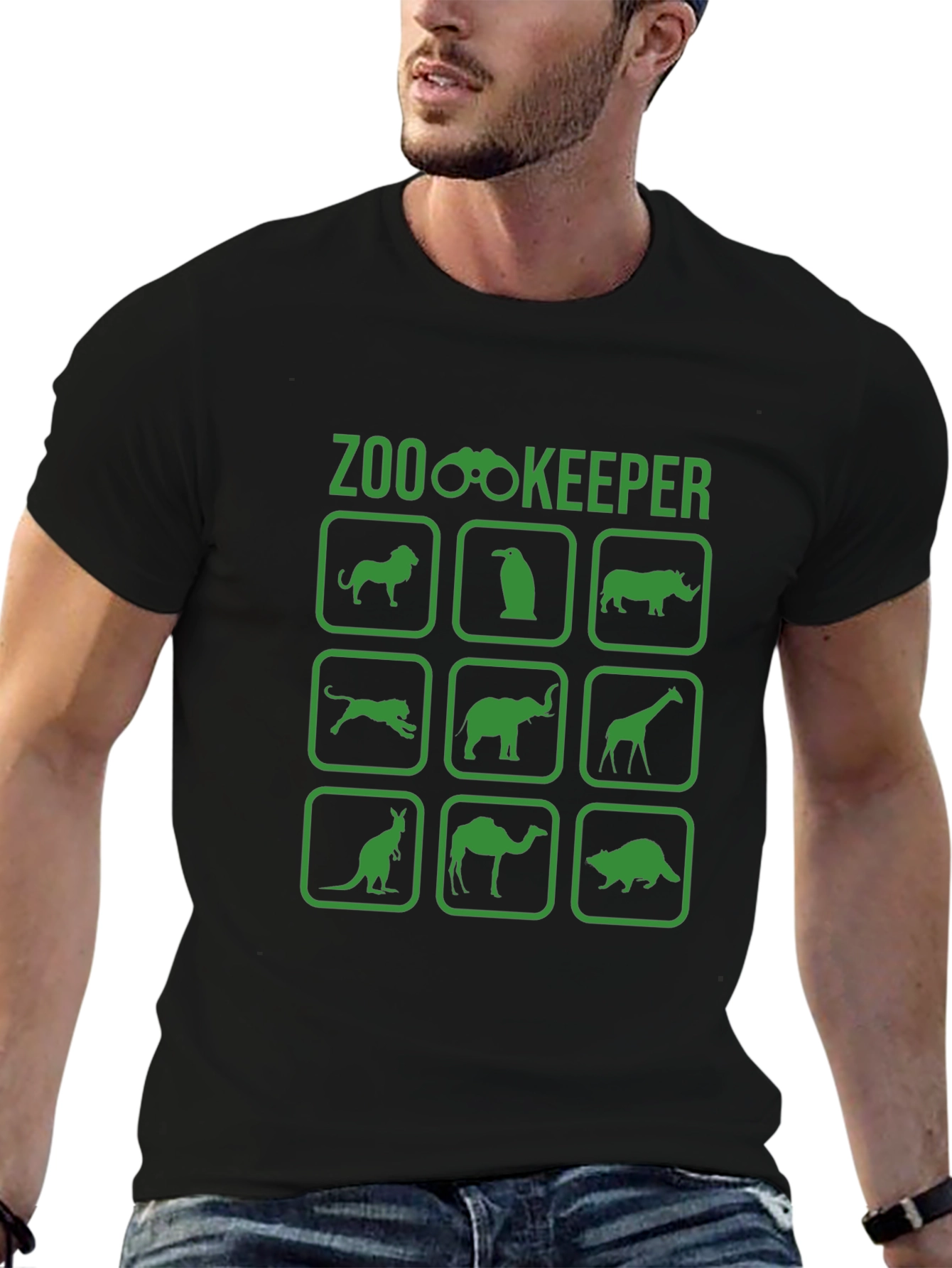 Zookeeper Animal Icon T-Shirt Green Design