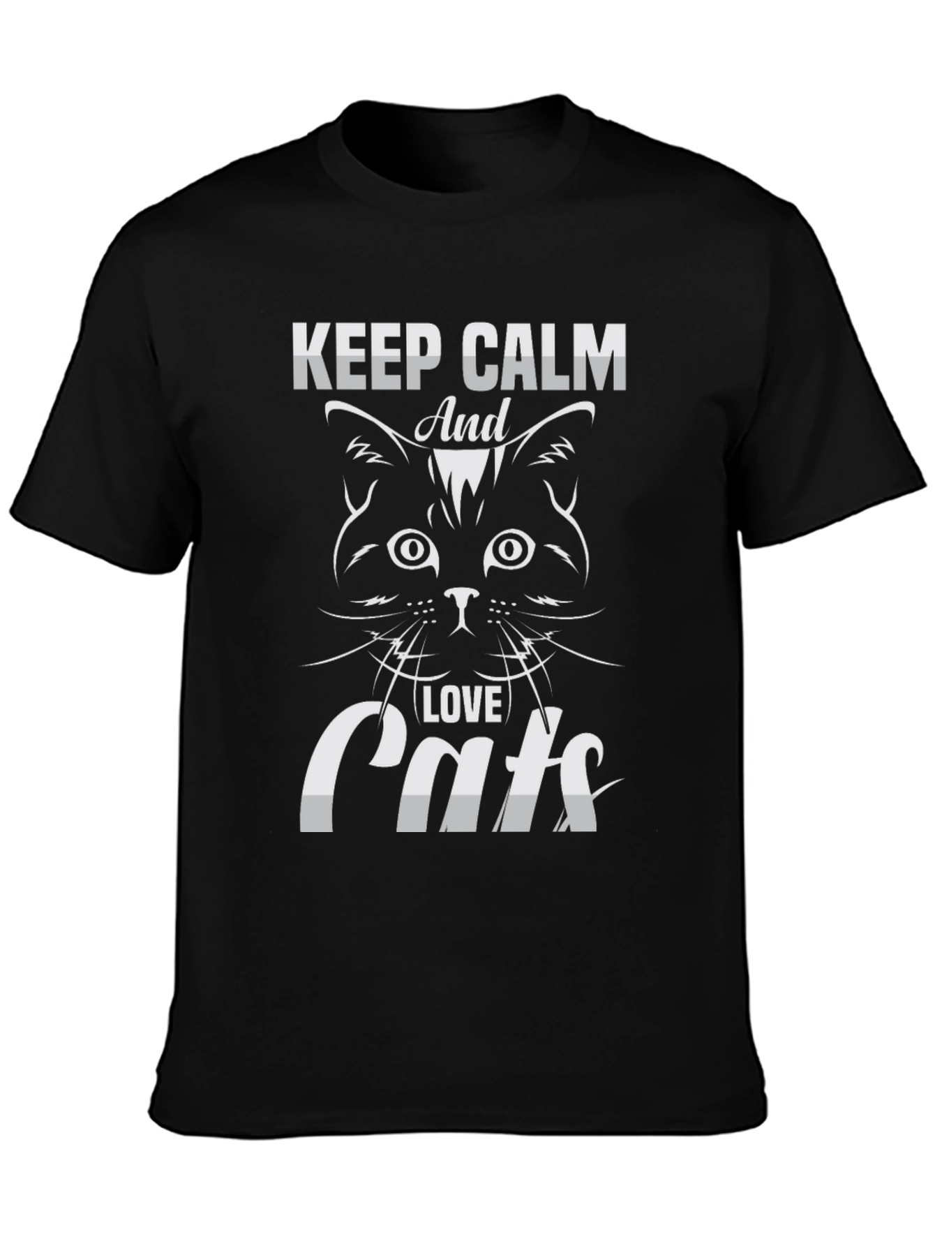 Keep Calm and Love Cats Graphic T-Shirt