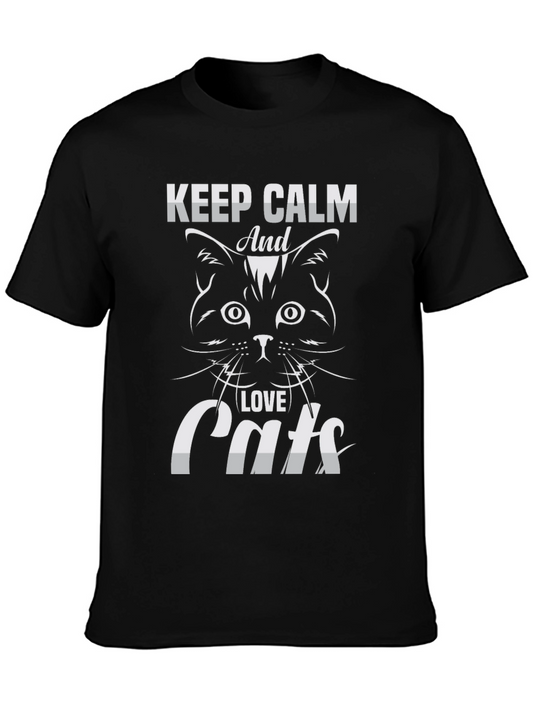 Keep Calm and Love Cats Graphic T-Shirt