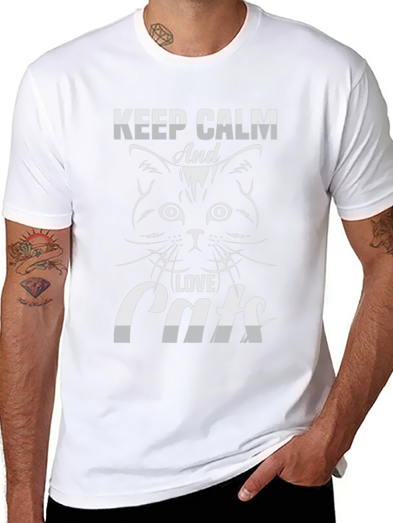 Keep Calm and Love Cats Graphic T-Shirt