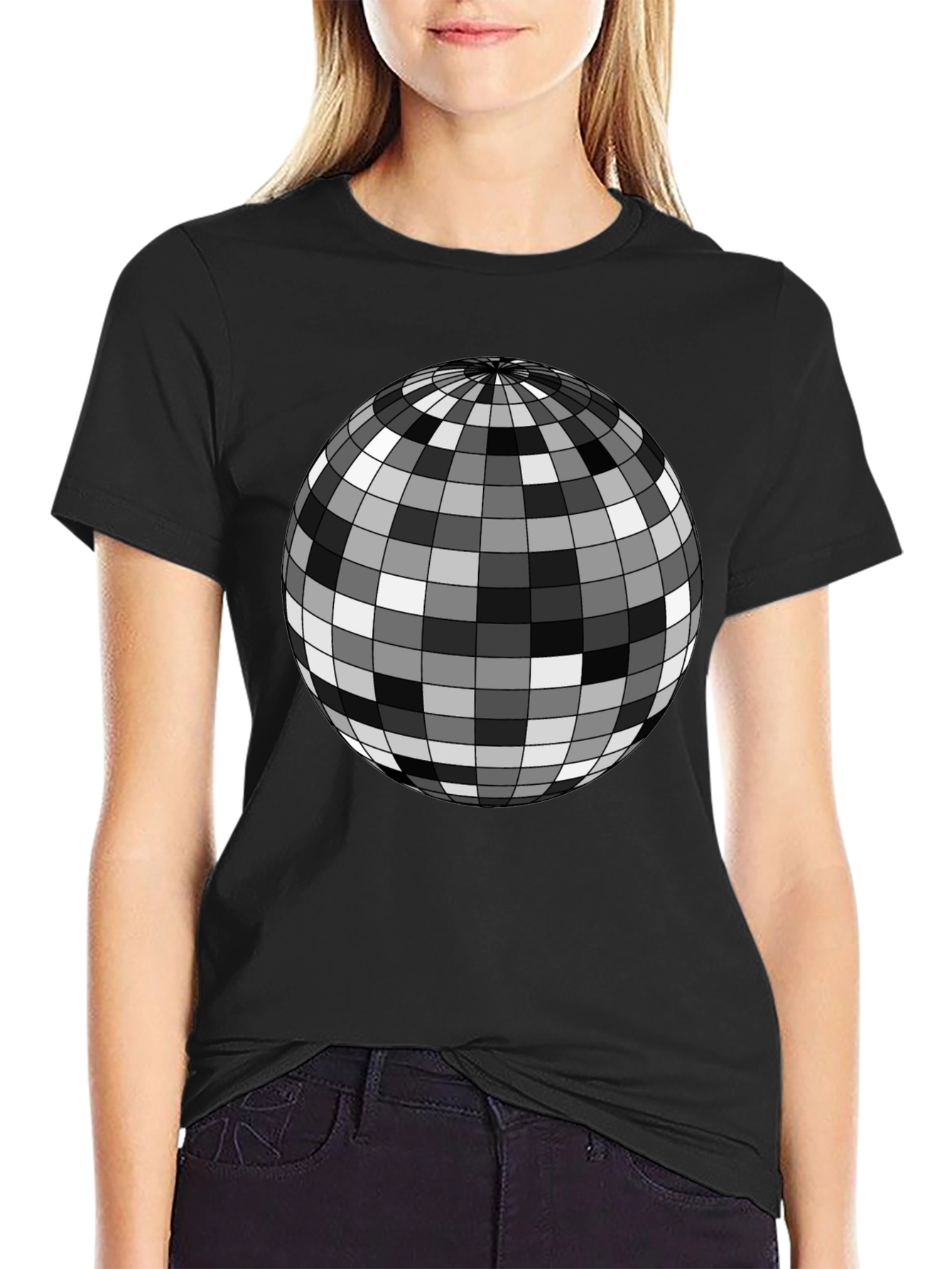 Retro Disco Ball Graphic Tee - Mens Black T-Shirt
