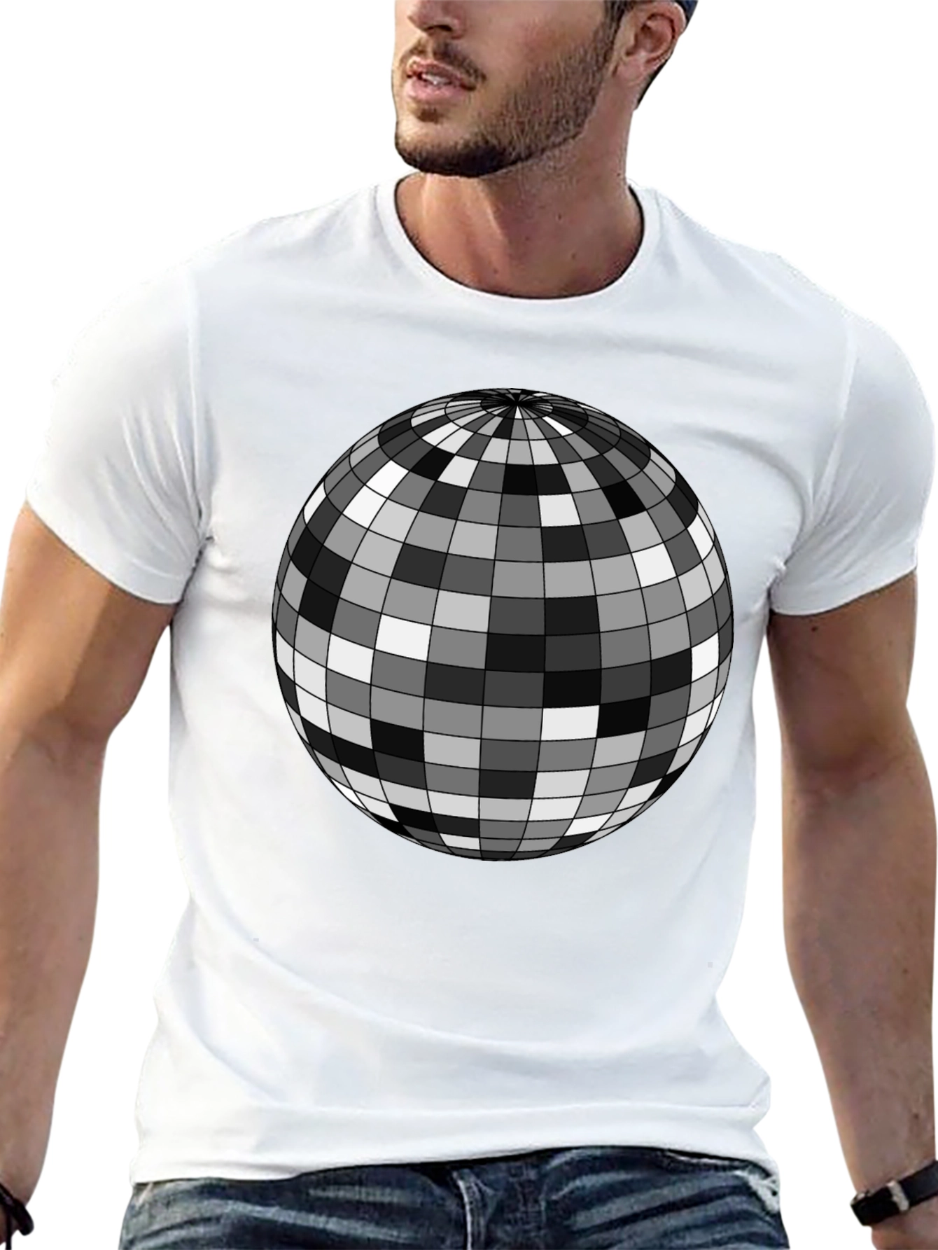 Retro Disco Ball Graphic Tee - Mens Black T-Shirt
