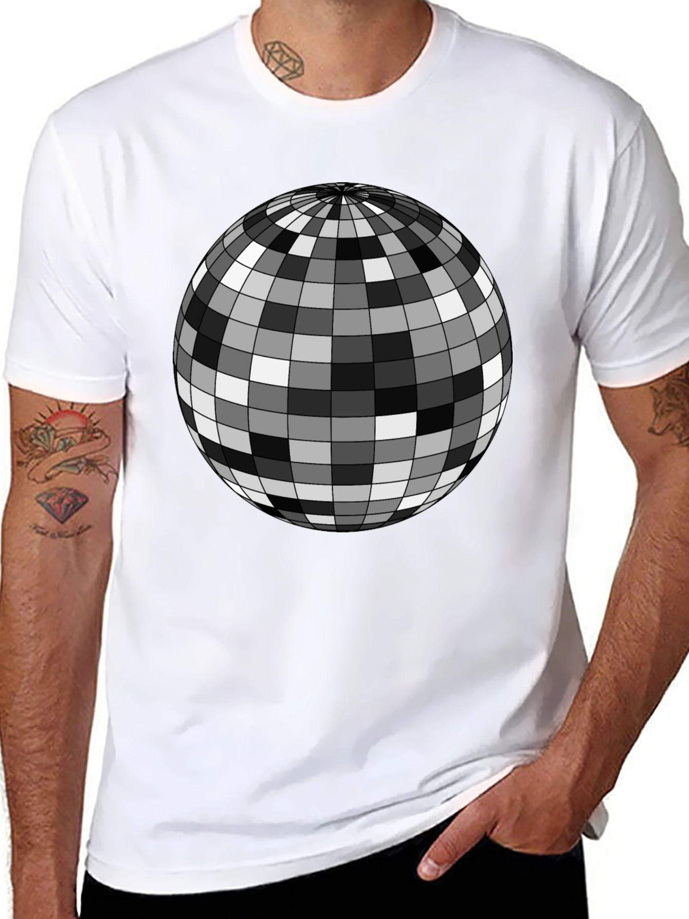 Retro Disco Ball Graphic Tee - Mens Black T-Shirt
