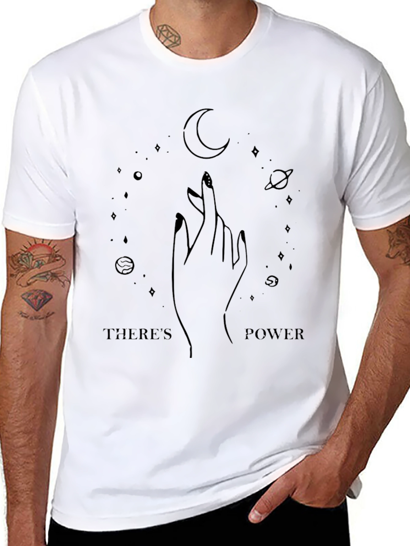 Celestial Power Graphic T-Shirt - Black