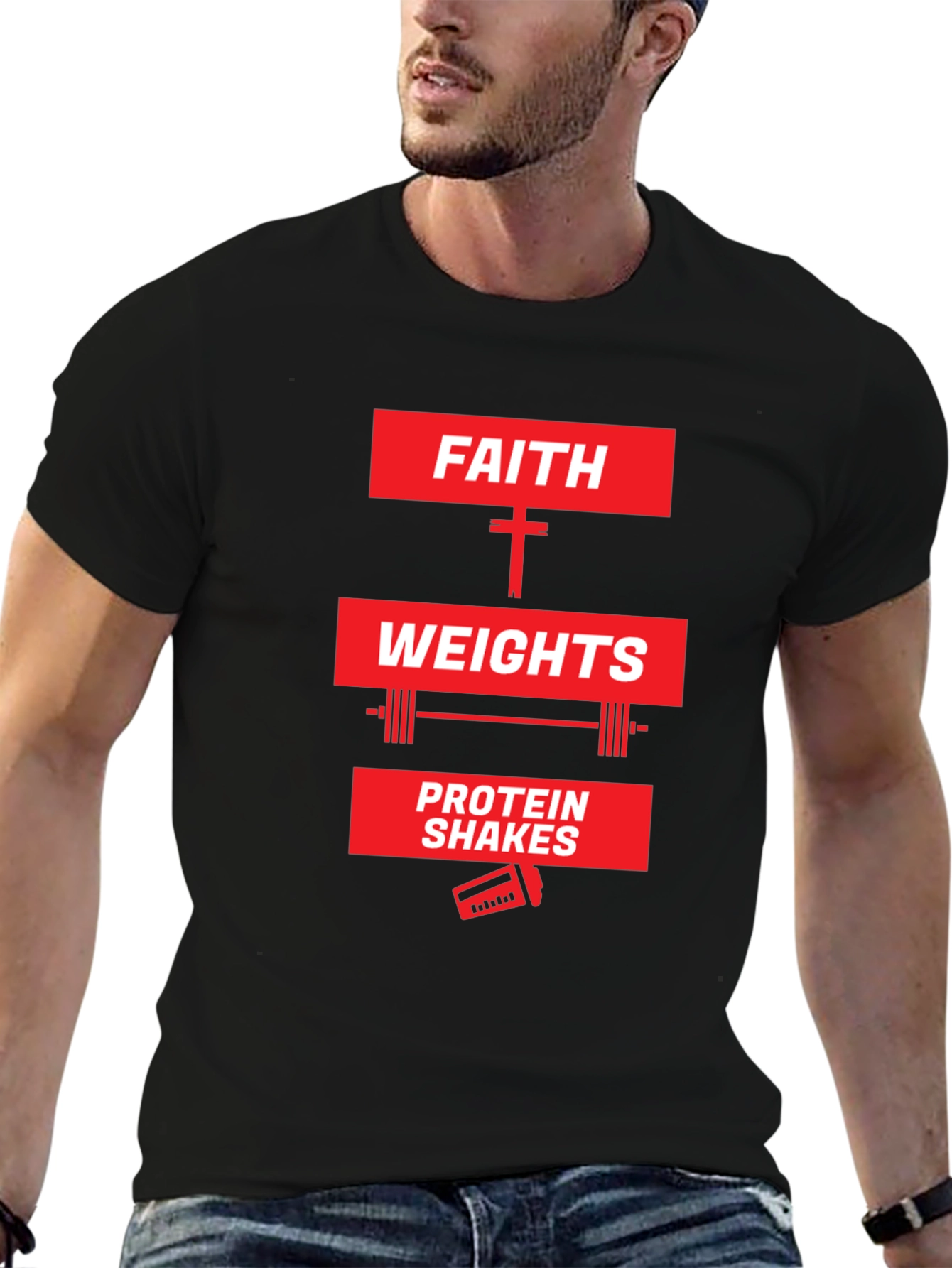 Faith Weights Protein Shakes Graphic Tee