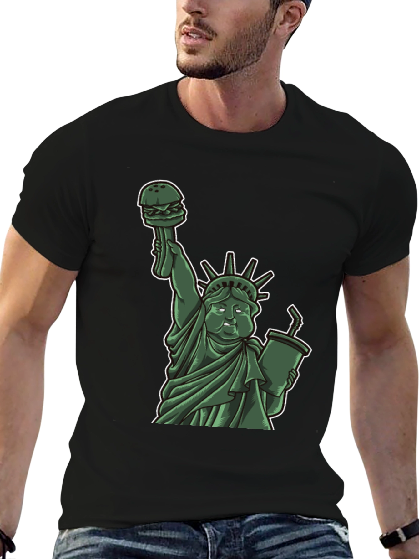 Statue of Liberty Burger Graphic T-Shirt