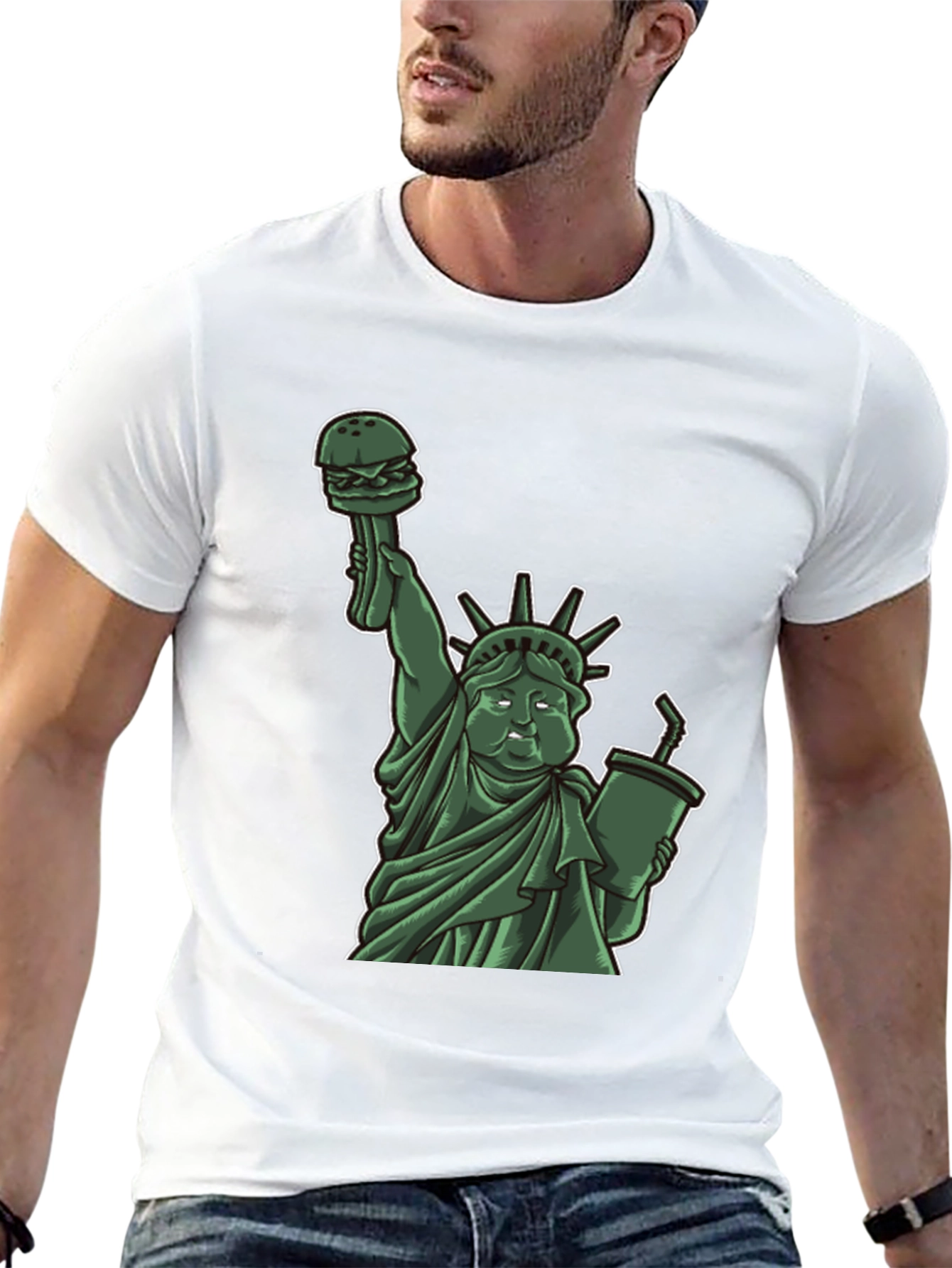 Statue of Liberty Burger Graphic T-Shirt