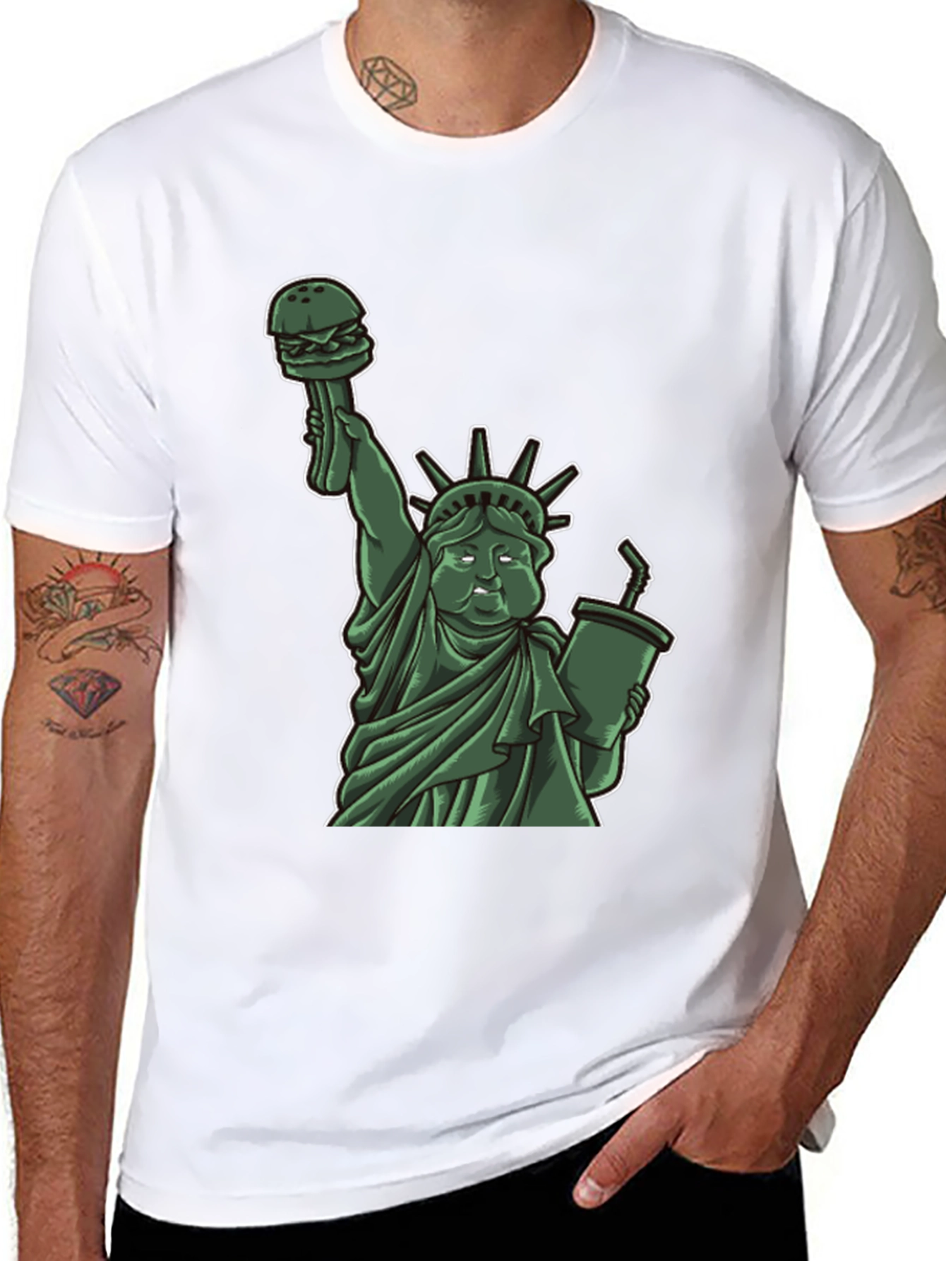 Statue of Liberty Burger Graphic T-Shirt
